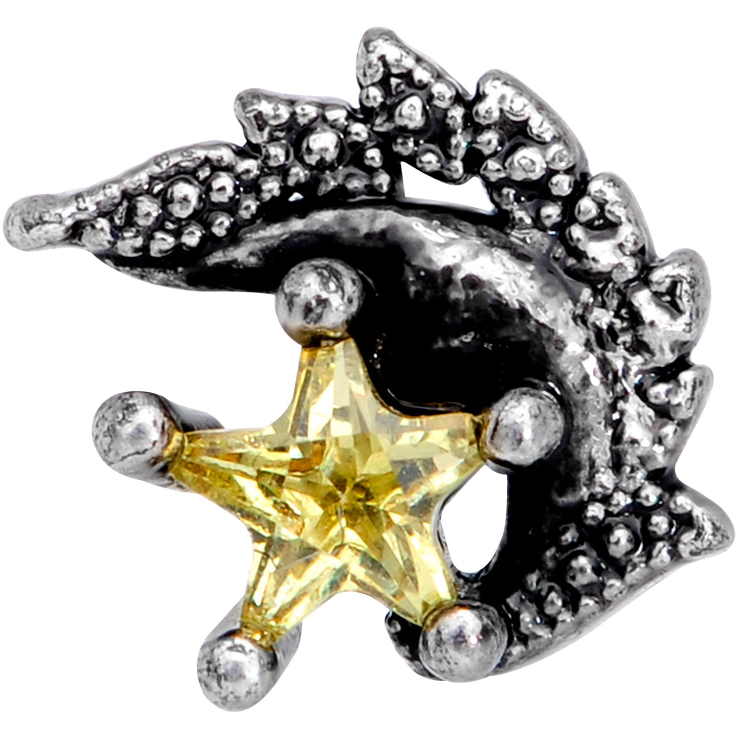 16G 1/4 Yellow Gem Shooting Star Cartilage Tragus Earring