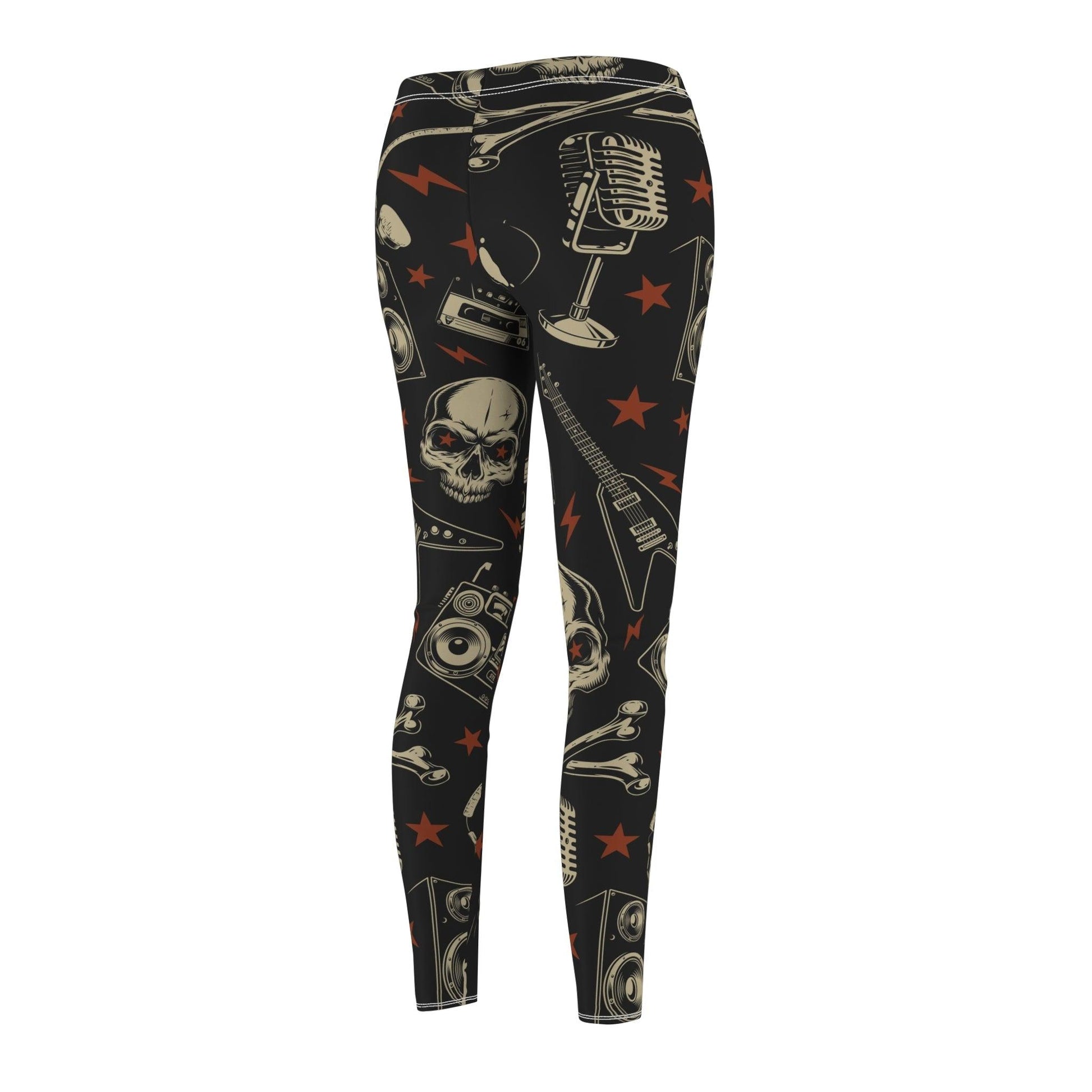 80s Metal Collage' Women's Cut & Sew Casual Leggings (AOP) - Lizard Vigilante