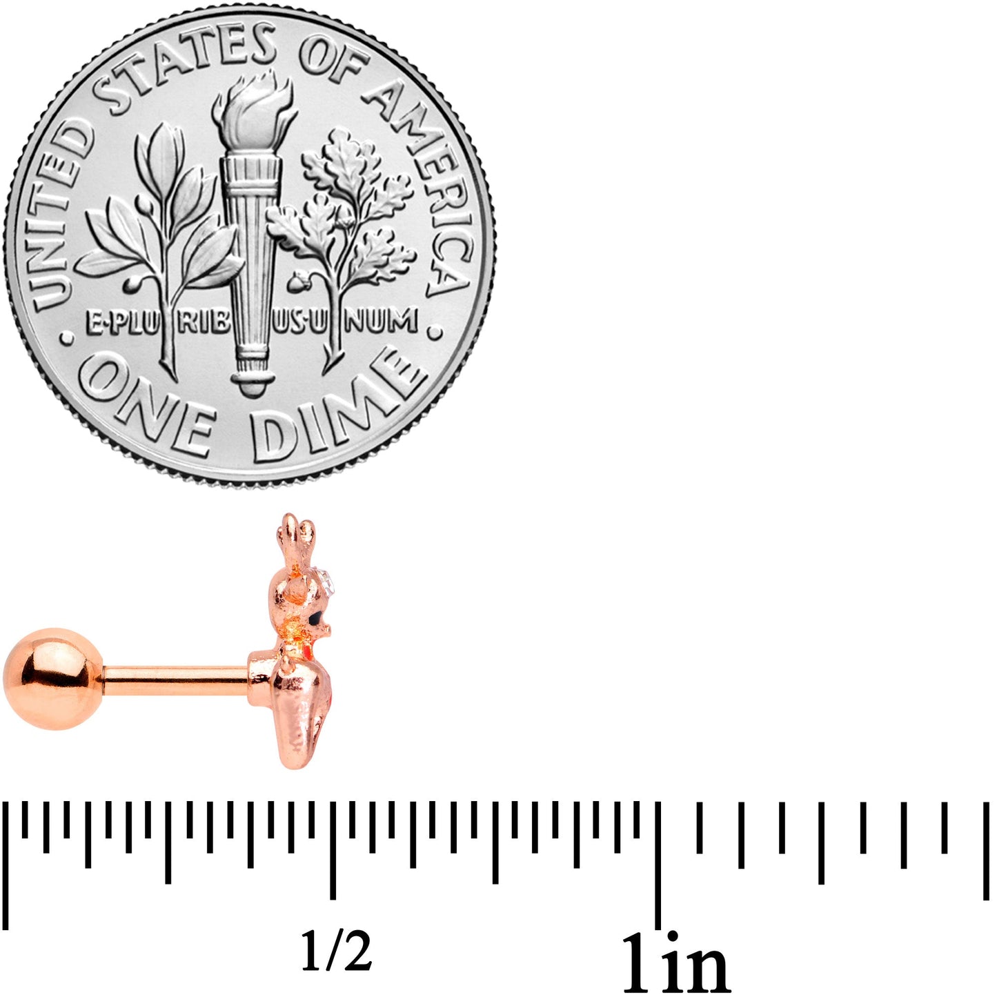 16G 1/4 Rose Gold Tone Deco Christmas Cartilage Tragus Set of 3