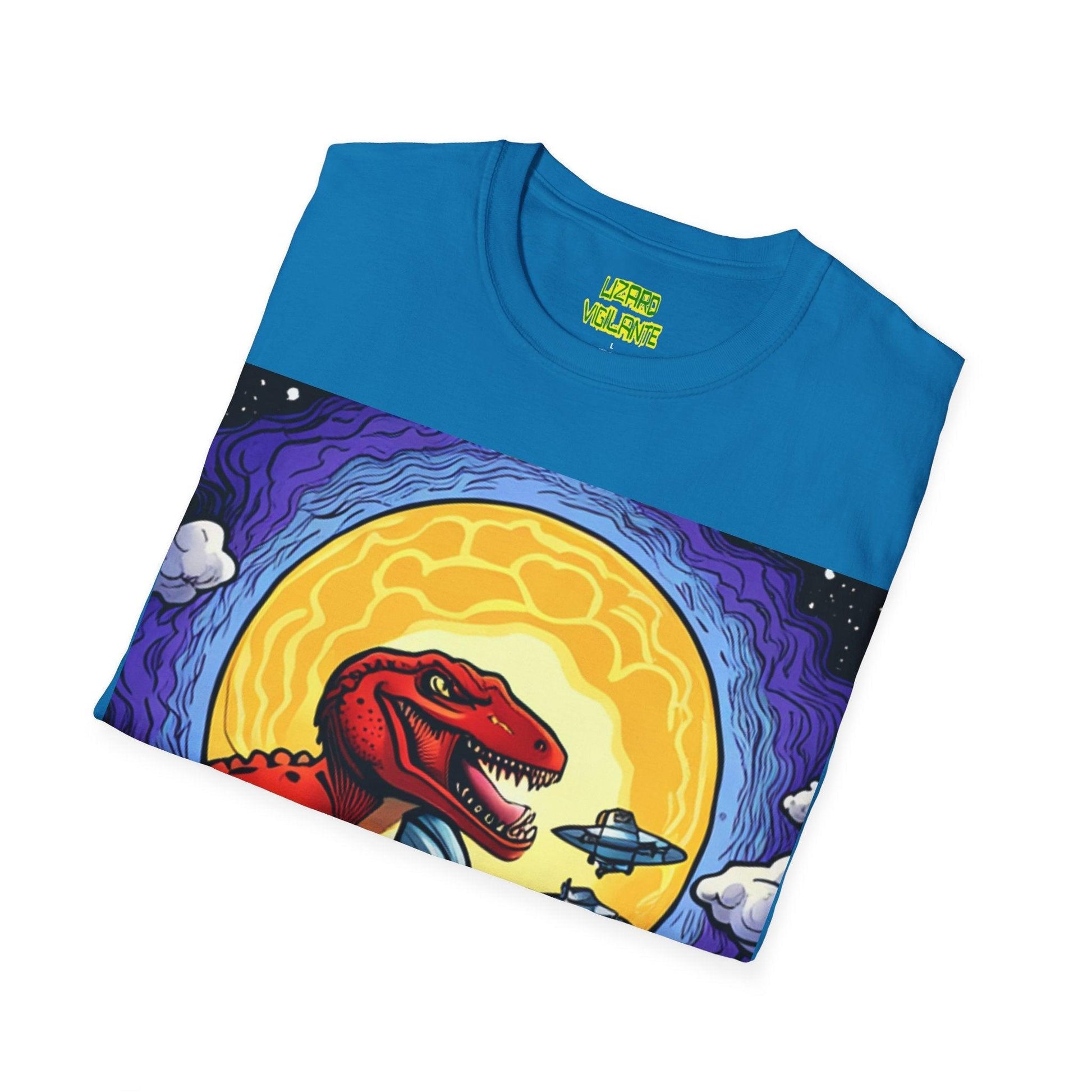 Lizard-saur Plays With Spacecraft Unisex Softstyle T-Shirt - Lizard Vigilante