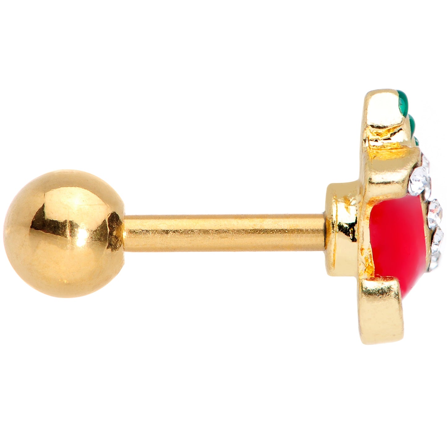 16G 1/4 Clear Gem Gold Tone Christmas Sleigh Cartilage Tragus