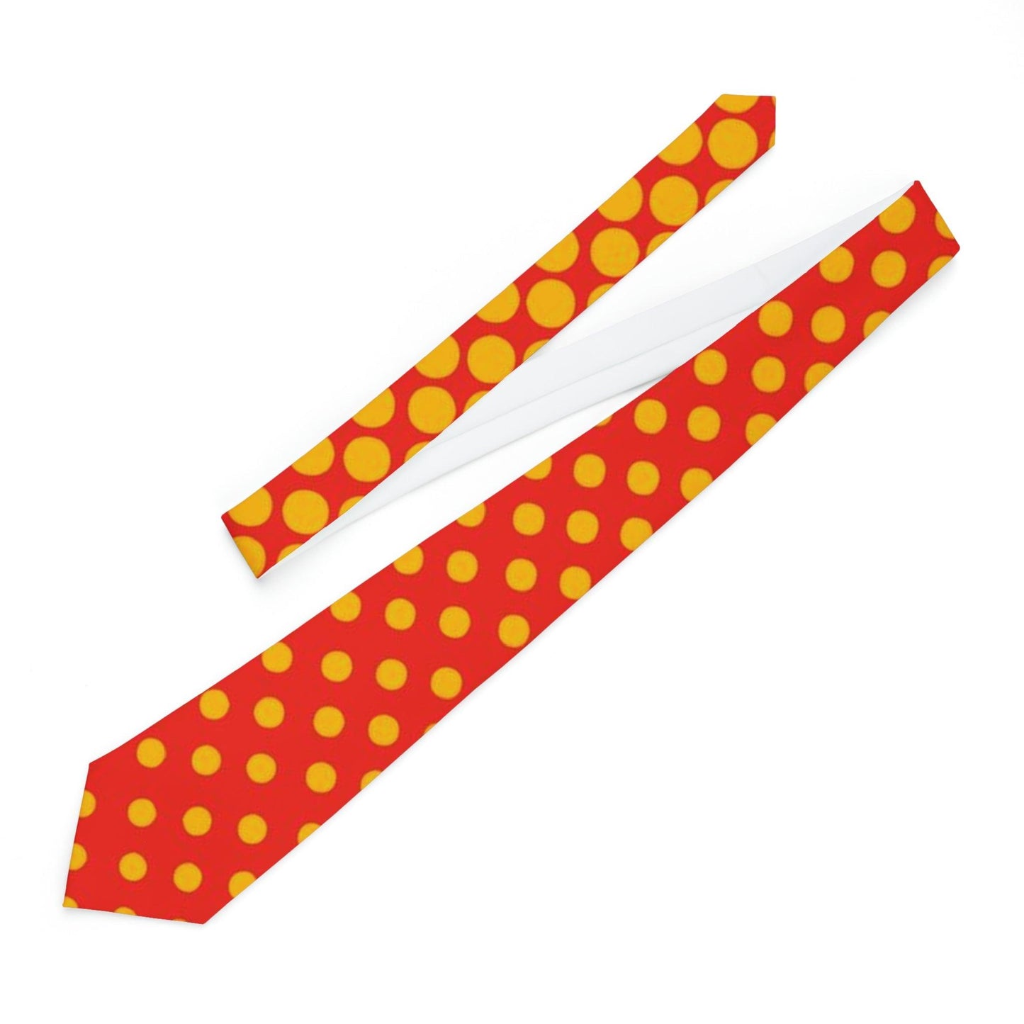 Orange with Yellow Polka Dots Necktie - Lizard Vigilante