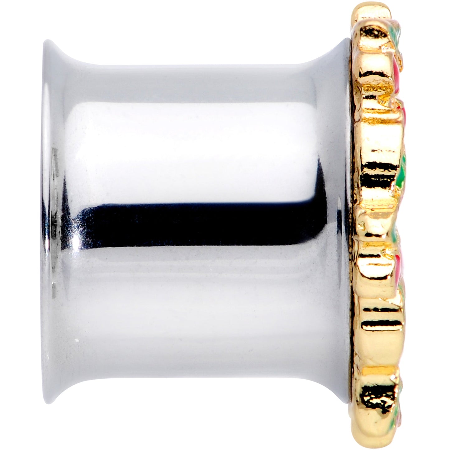 Happy Holiday Wreath Christmas Double Flare Plug Set 4G to 1 Inch