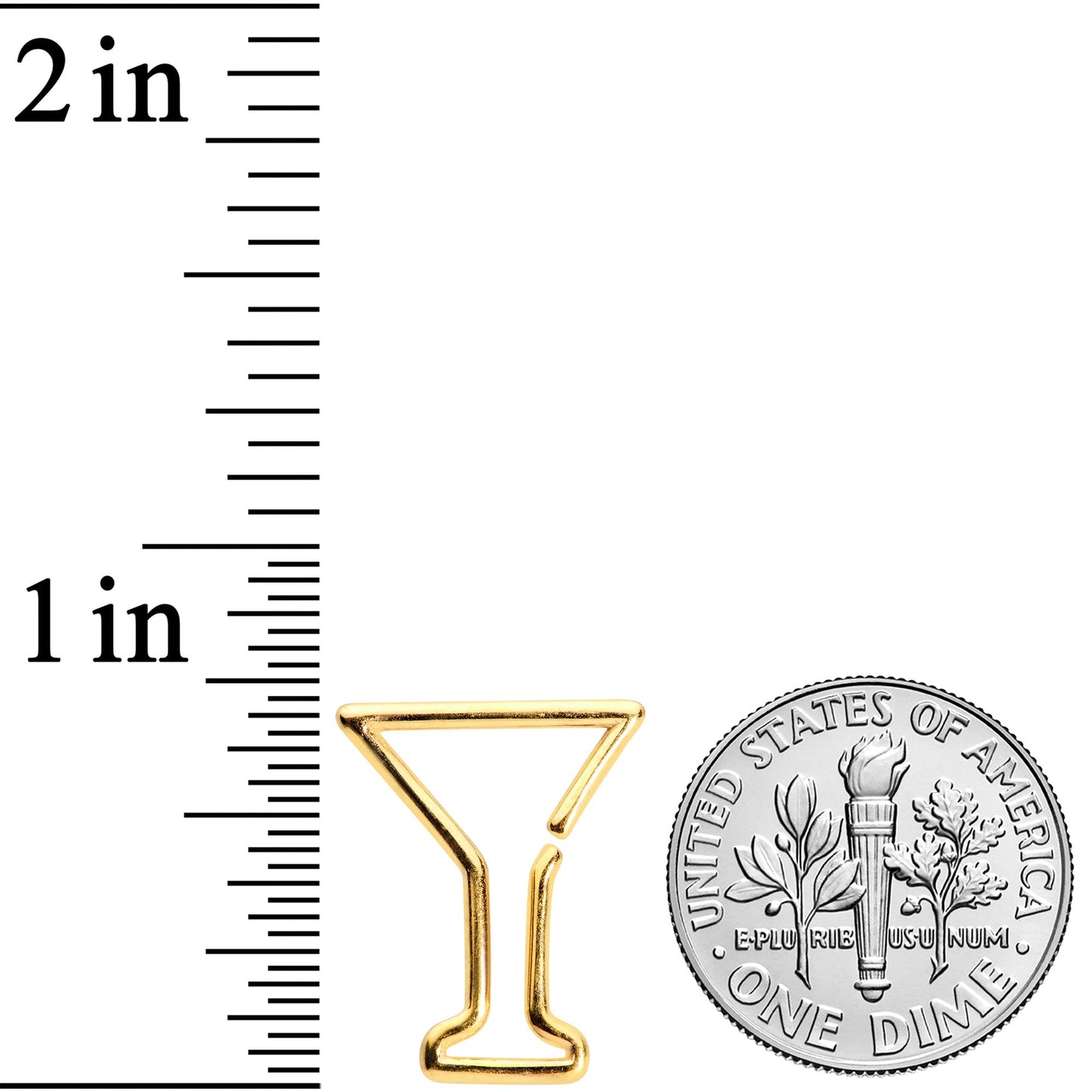 16G 5/16 Gold Tone Bottoms Up Wine Glass Closure Ring