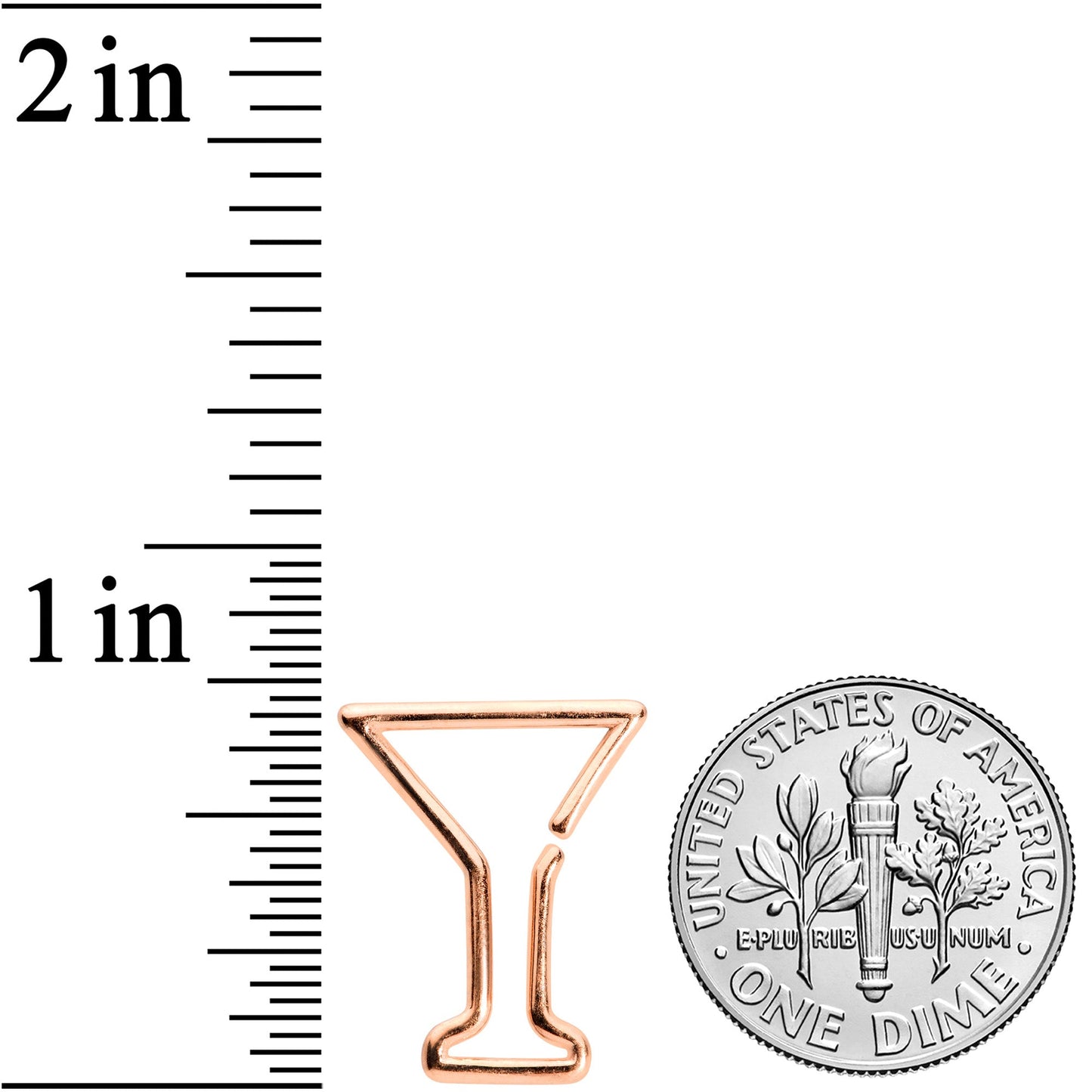 16G 5/16 Rose Gold Tone Bottoms Up Wine Glass Closure Ring