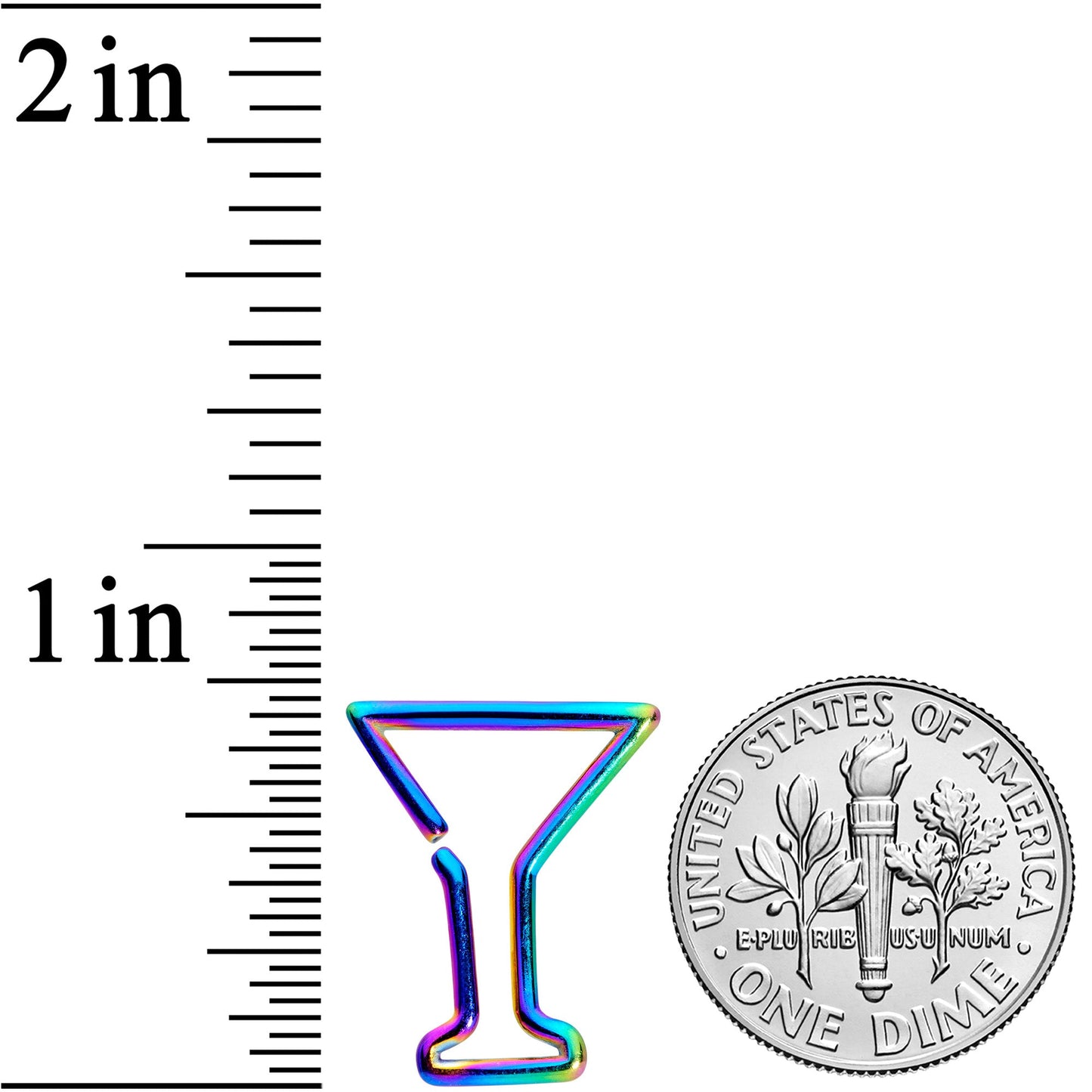 16G 5/16 Rainbow Plated Bottoms Up Wine Glass Closure Ring