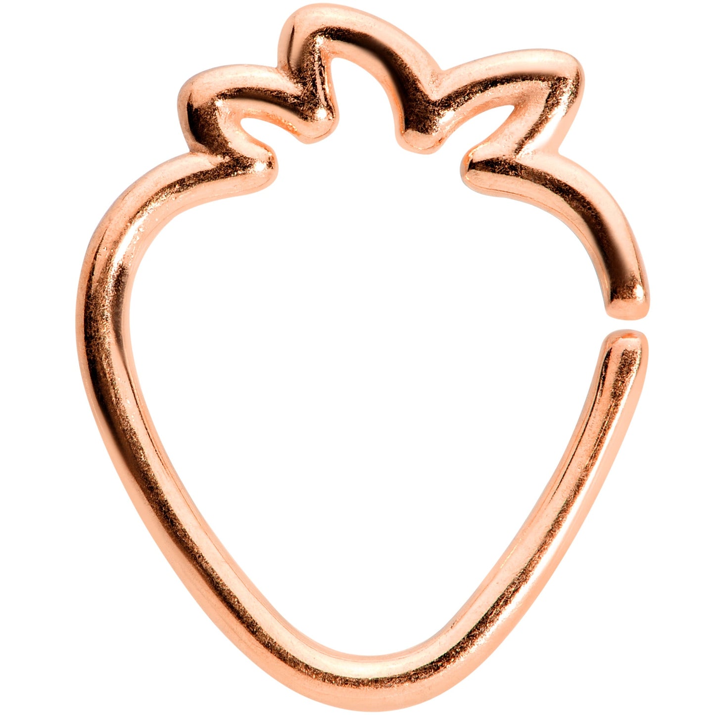 16G 5/16 Rose Gold Tone Fruit Strawberry Closure Ring