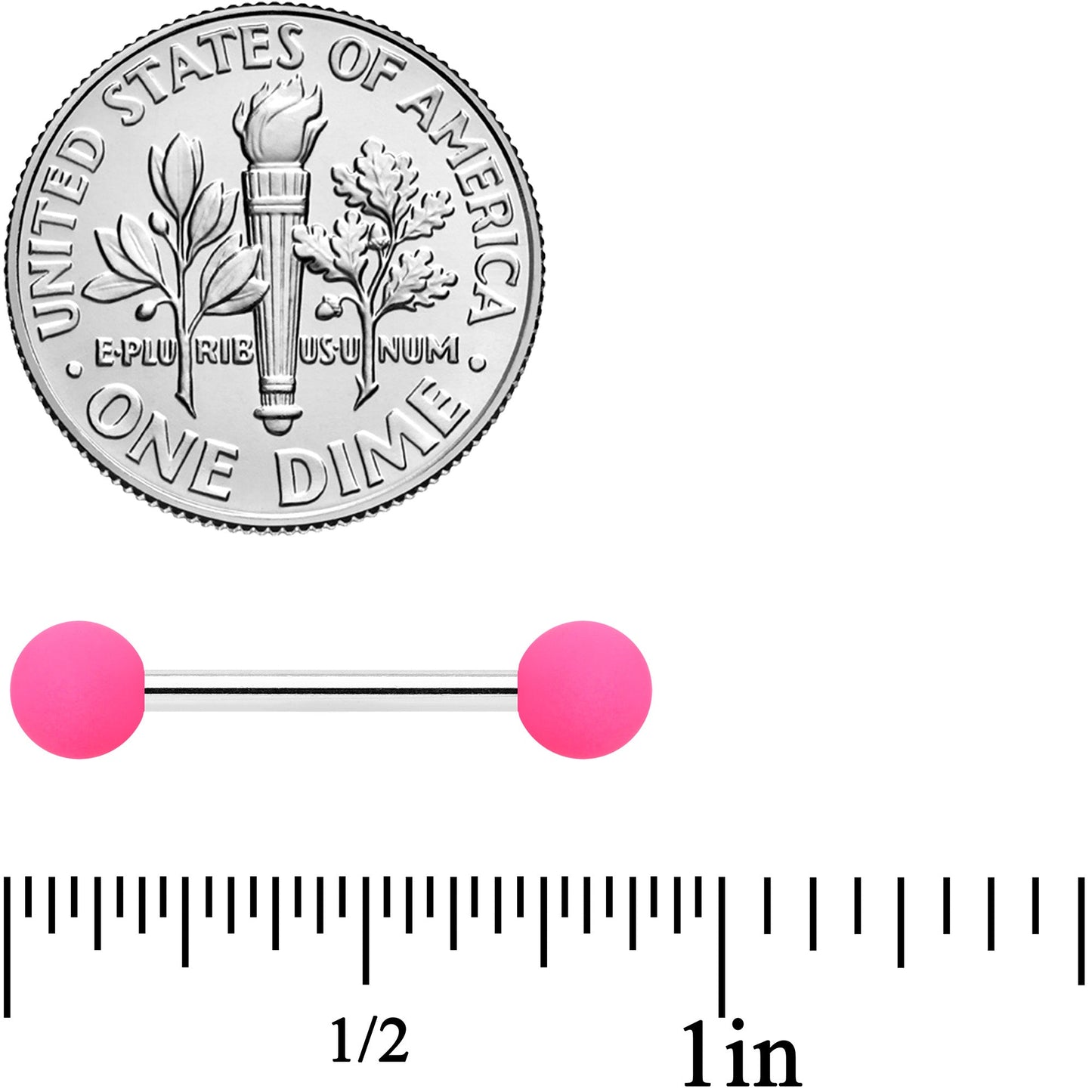 14G 9/16 Hot Pink Matte Barbell Nipple Ring Set