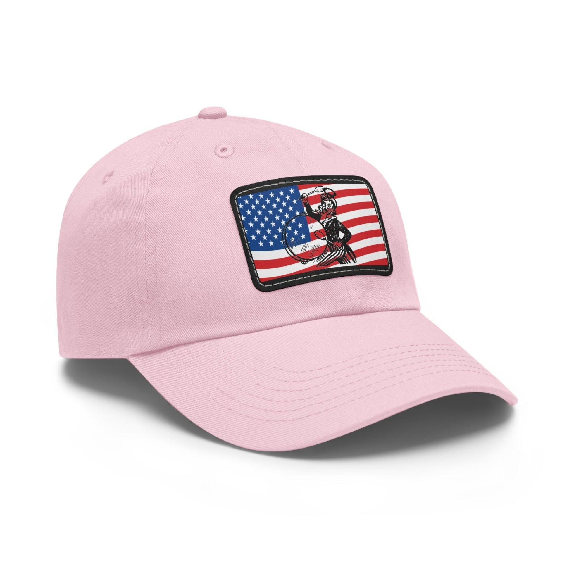 American Flag With Uncle Sam Drummer Dad Hat with Leather Patch (Rectangle) - Lizard Vigilante