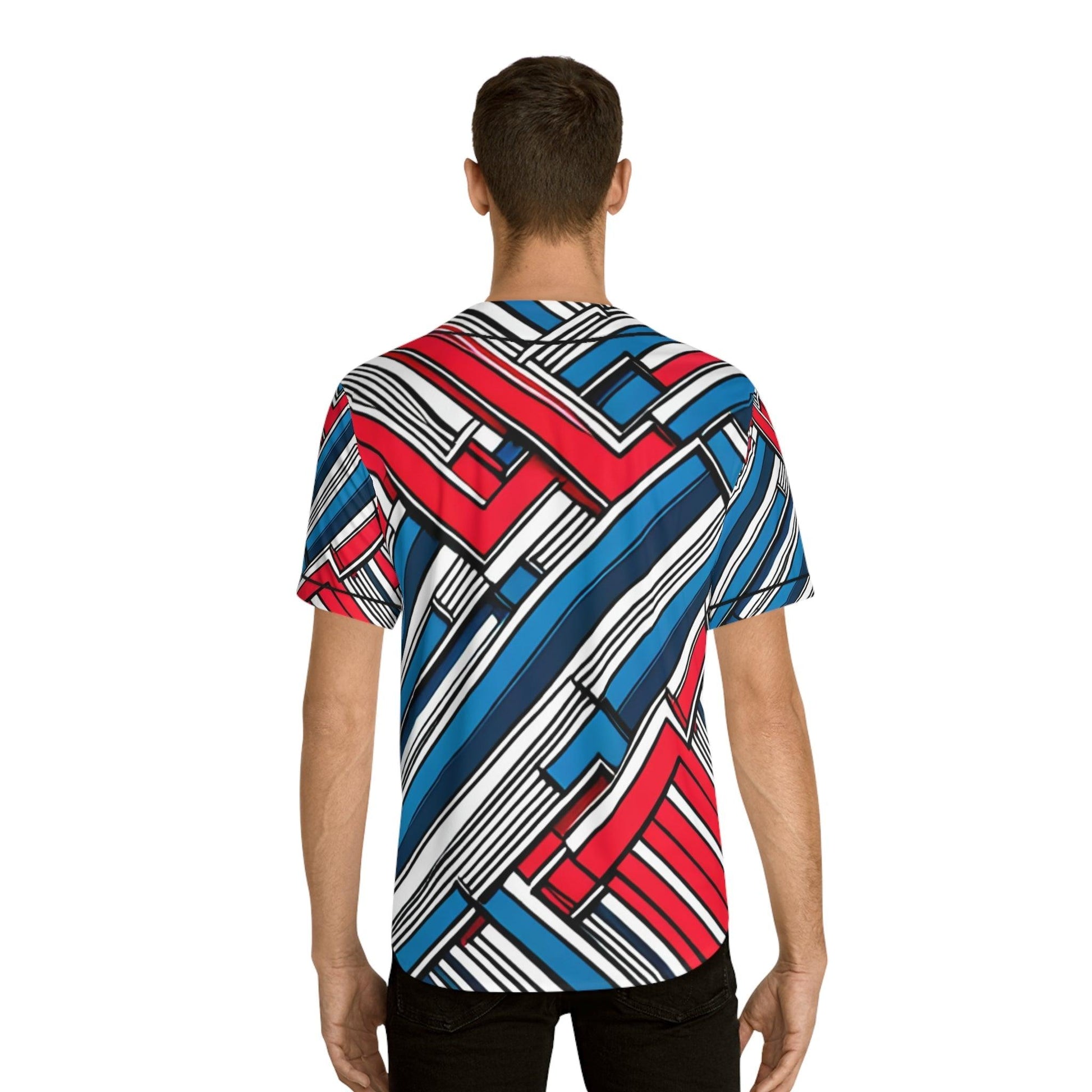 Geometric Patriot Men's Baseball Jersey - Lizard Vigilante