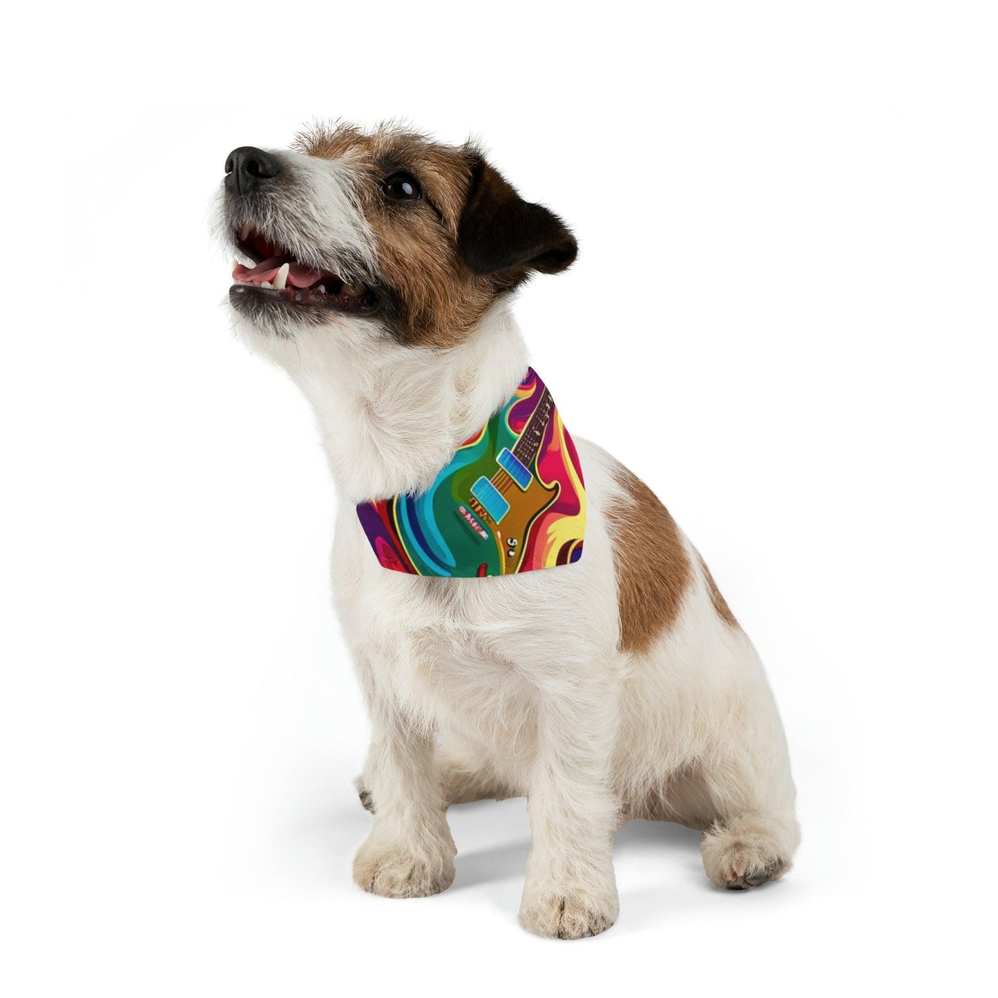 Psychedelic Electric Guitar Pet Bandana Collar - Lizard Vigilante