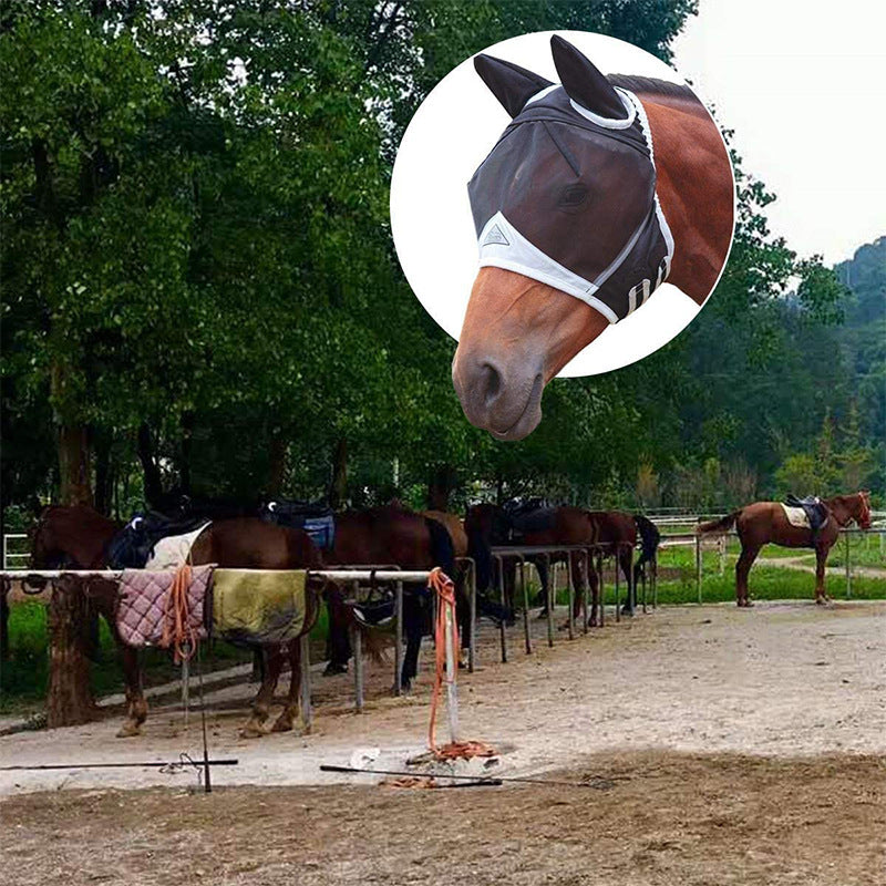 Anti-mosquito And Anti-flying Horse Face Mask With Velcro Style Horse Flying Mask