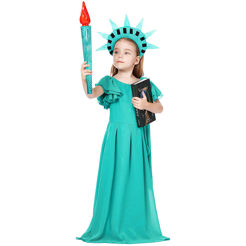 Children's Statue Of Liberty Cos Costume Ancient Greek Dress