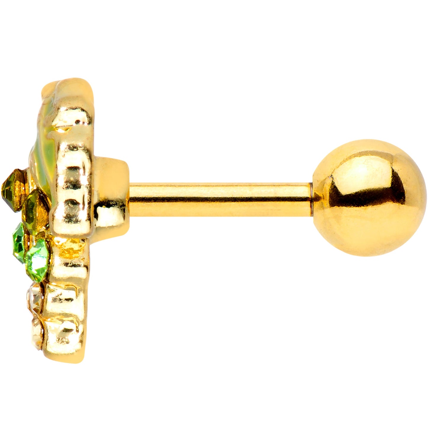 16G 1/4 Green Gem Gold Tone Bunch of Grapes Cartilage Tragus