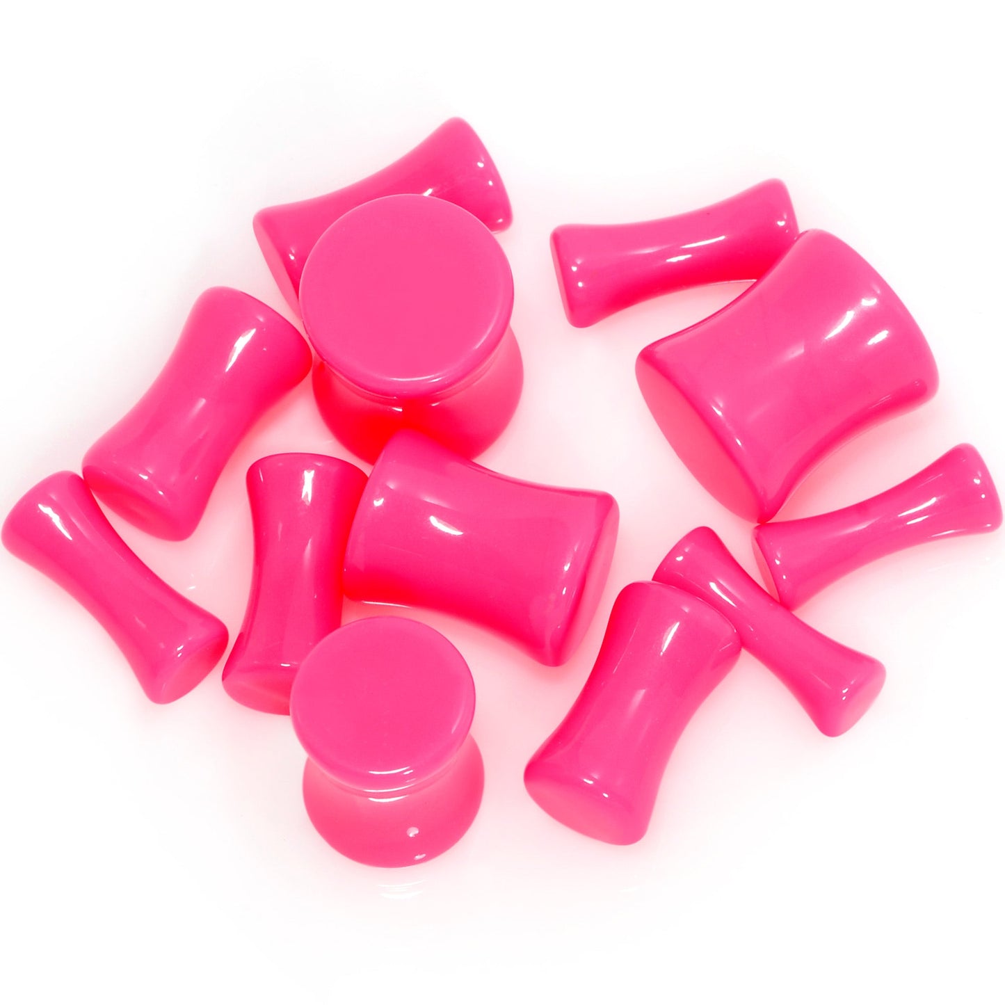 Hot Pink Acrylic Saddle Plug Set 8G to 00G