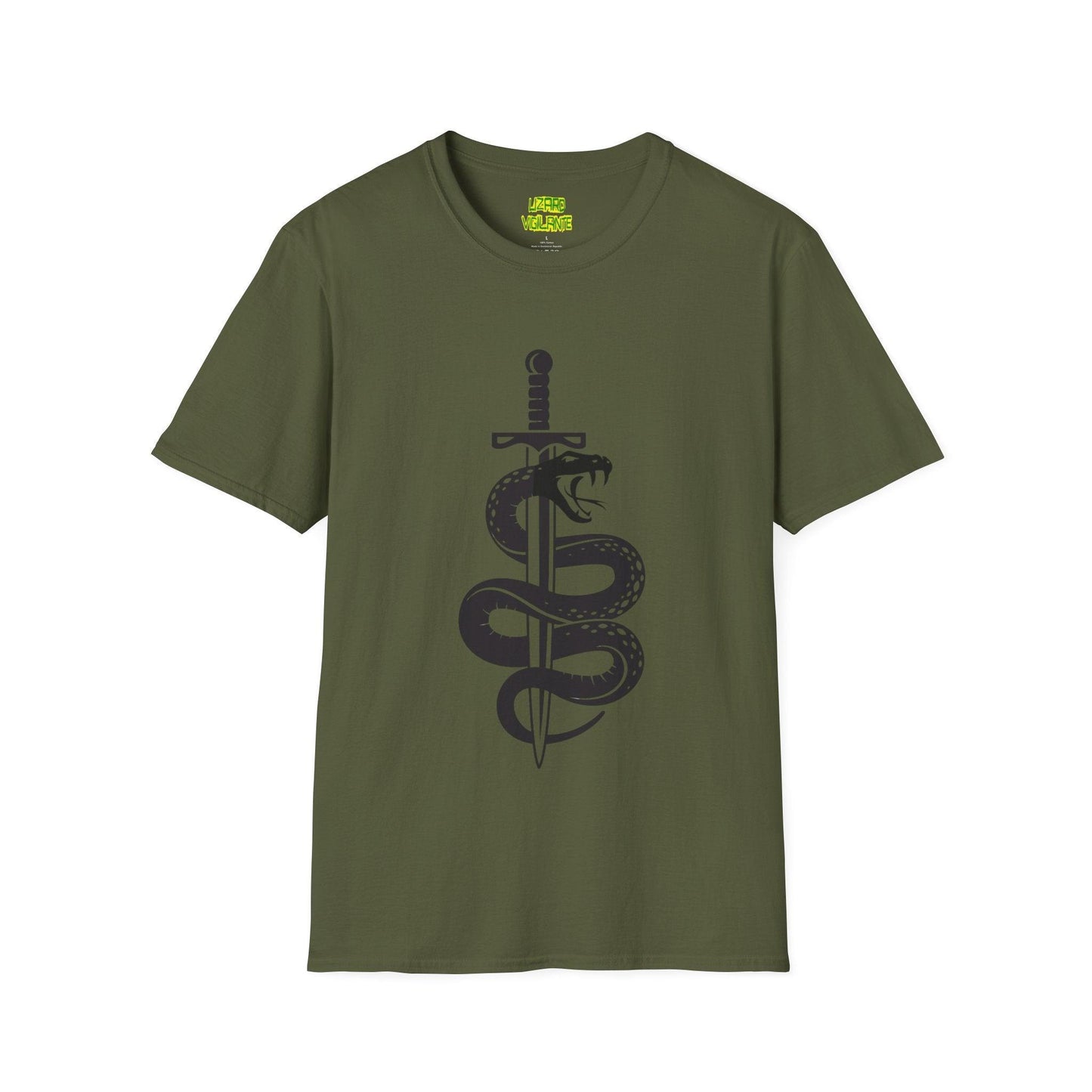 Snake-Wrapped Sword Unisex Softstyle T-Shirt - Lizard Vigilante