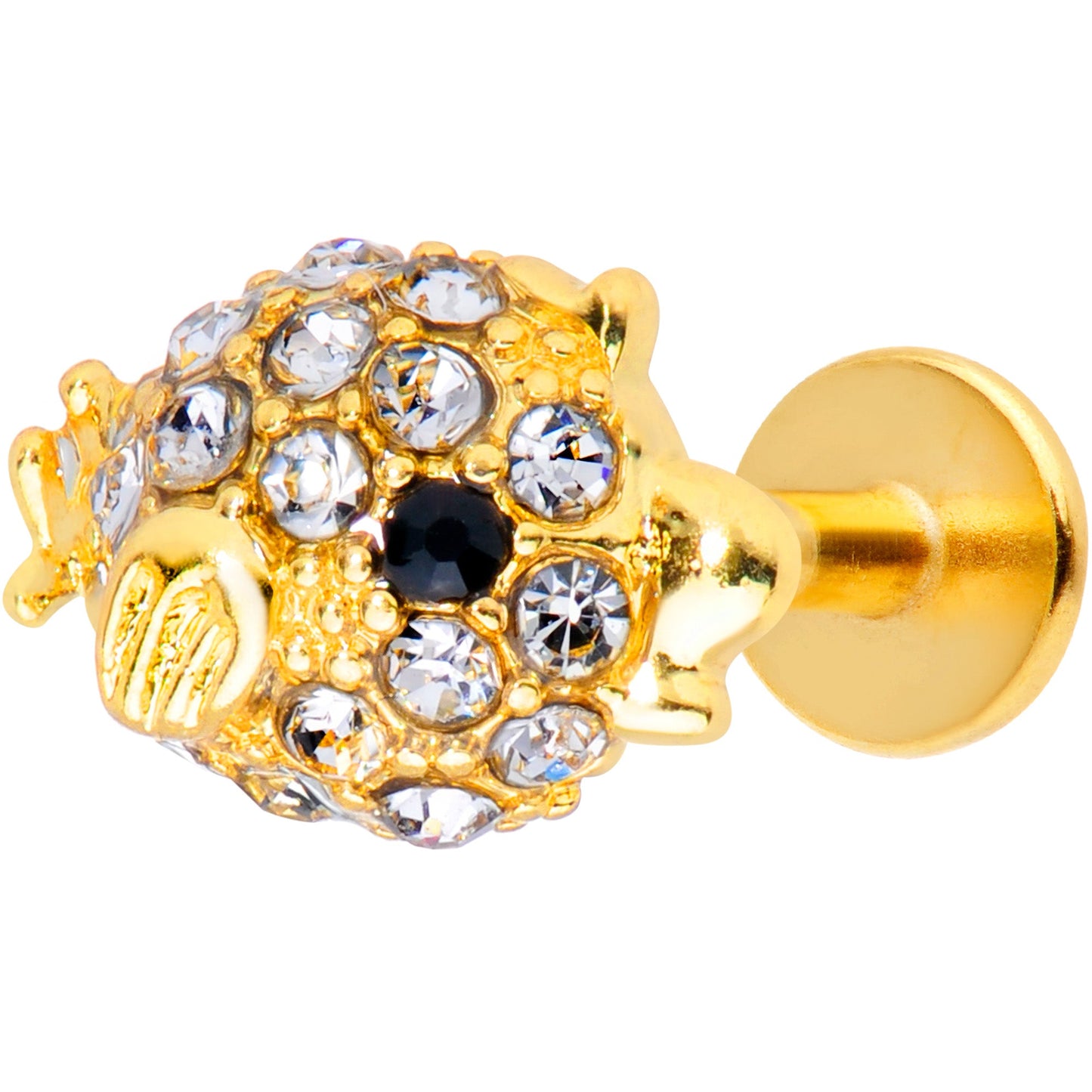 16G 5/16 Clear Gem Gold Tone Fish Labret Monroe Tragus