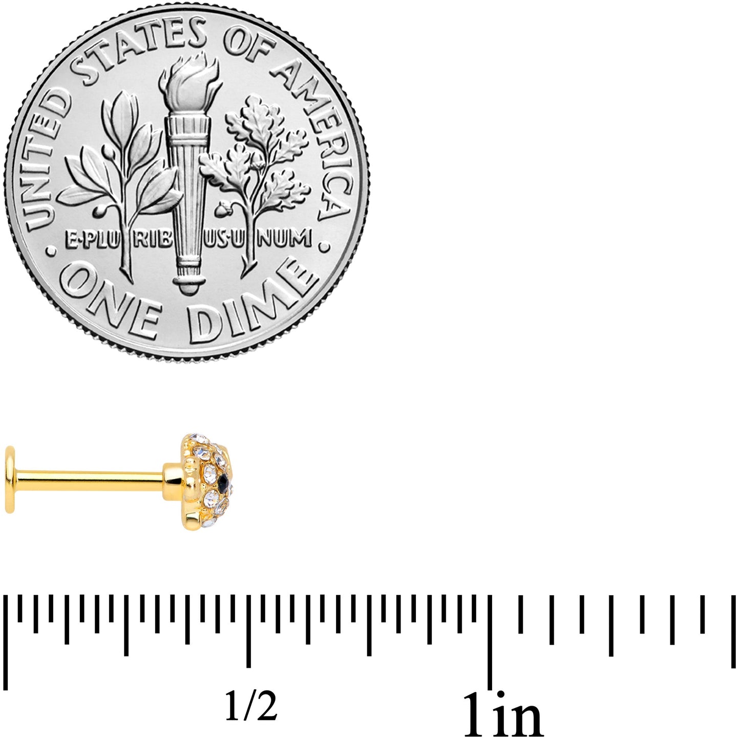 16G 5/16 Clear Gem Gold Tone Fish Labret Monroe Tragus