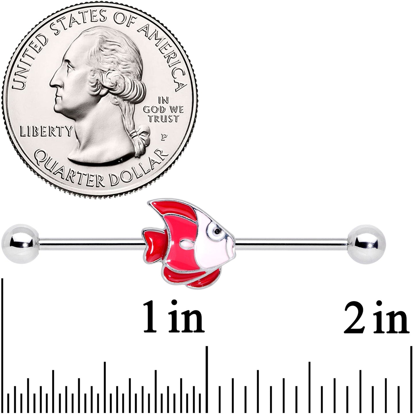 14G Brown Nautical Angelfish Industrial Barbell 38mm