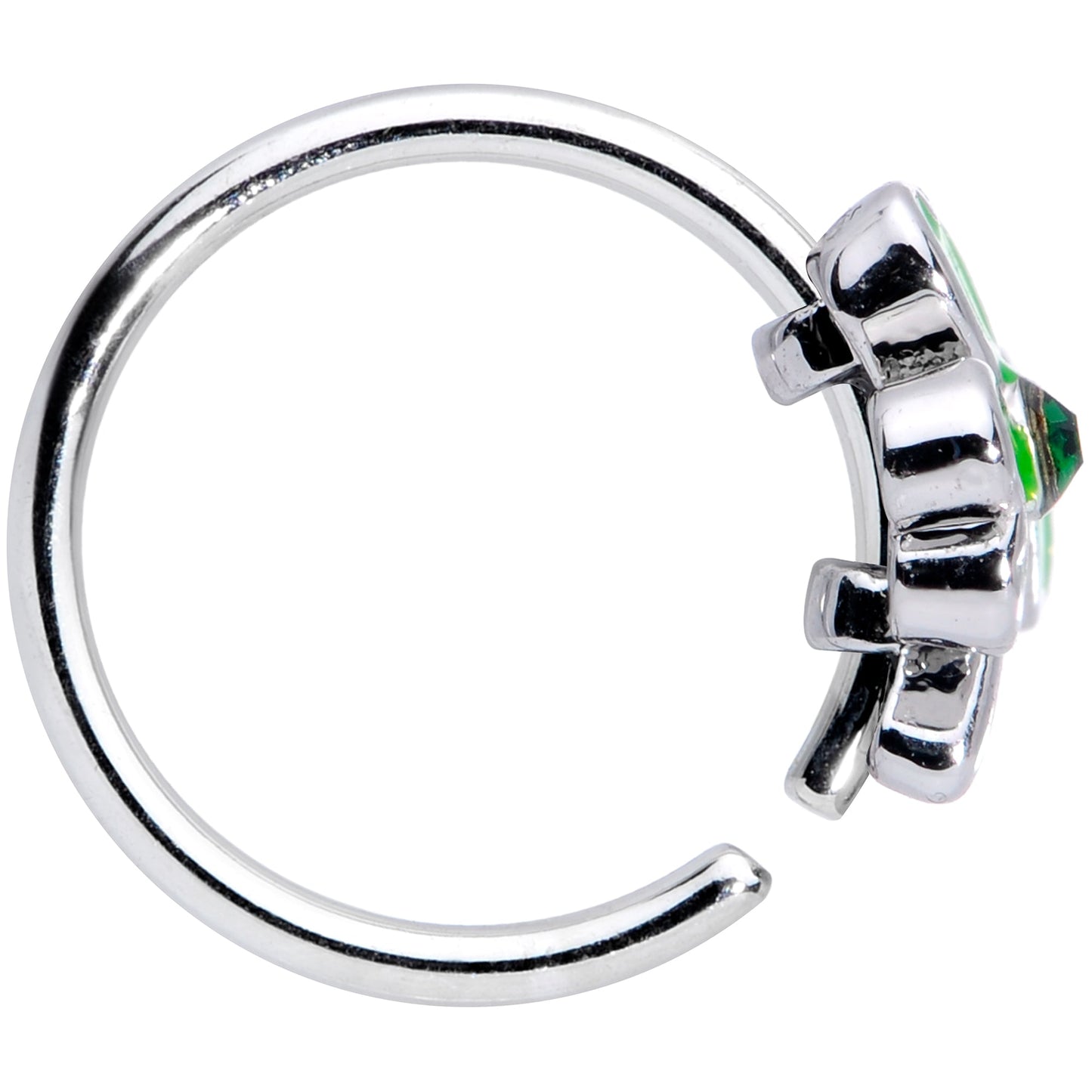 20G 5/16 Black Gem Green Shamrock St Patricks Day Nose Hoop