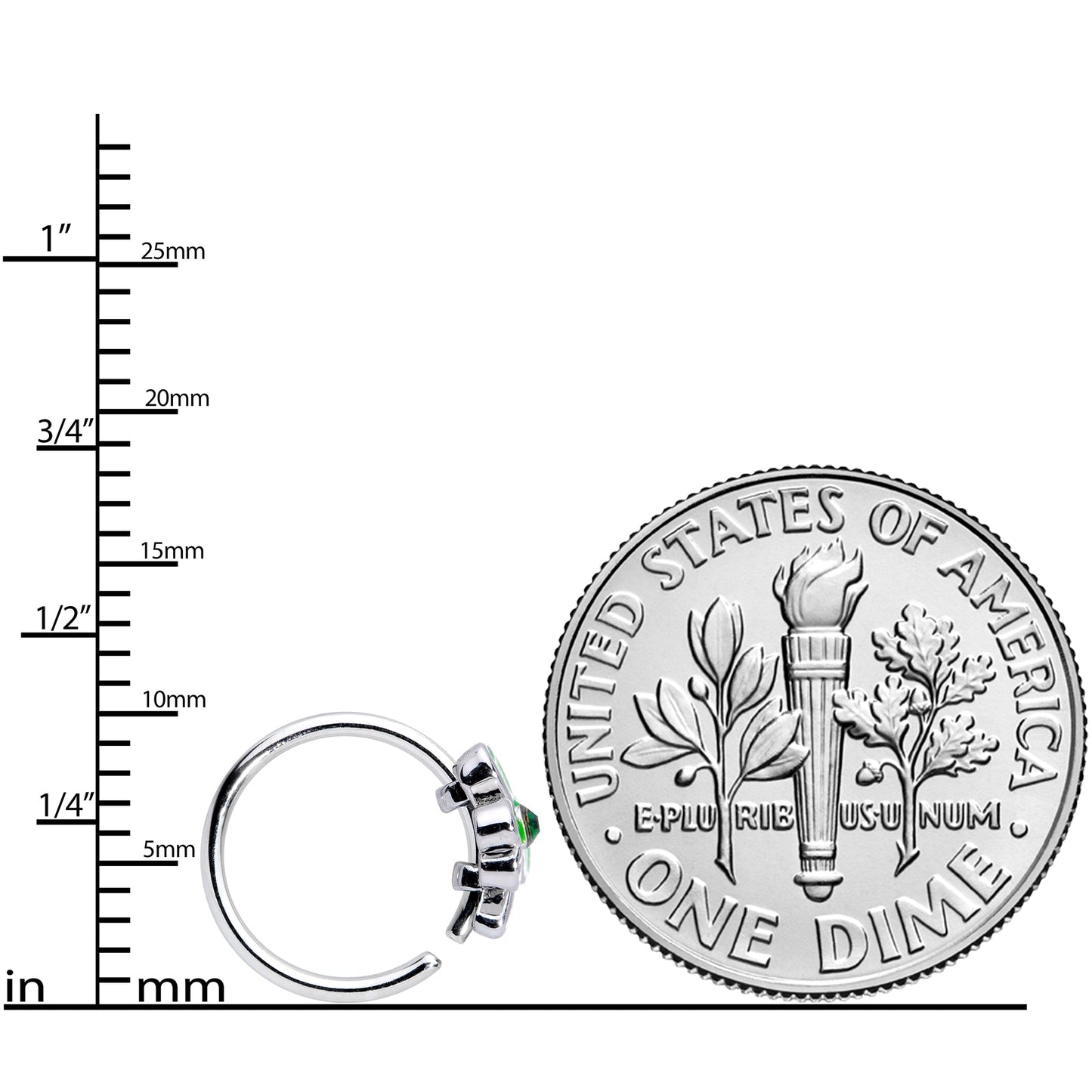 20G 5/16 Black Gem Green Shamrock St Patricks Day Nose Hoop