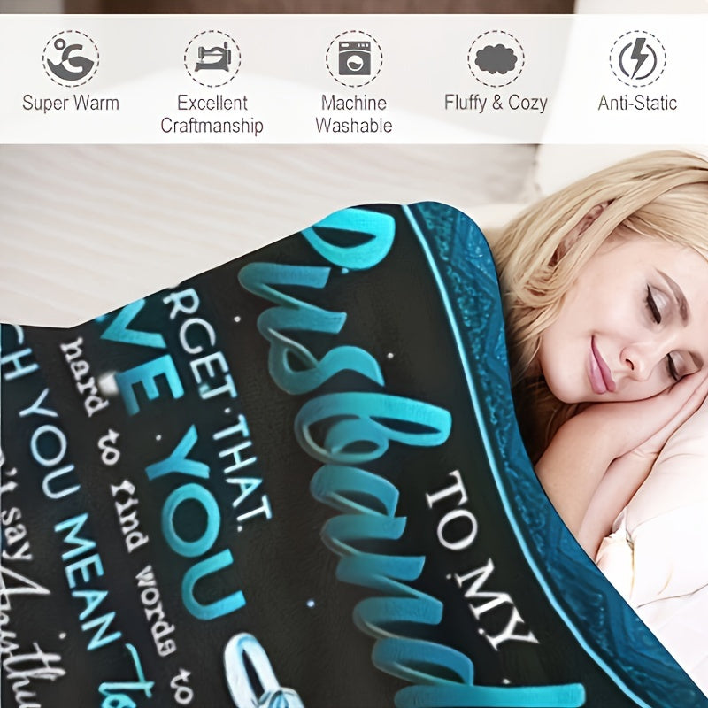 1pc Flannel Blanket, To My Husband From Wife Blanket, Soft Throw Blanket For Couch Bed Sofa And Travelling