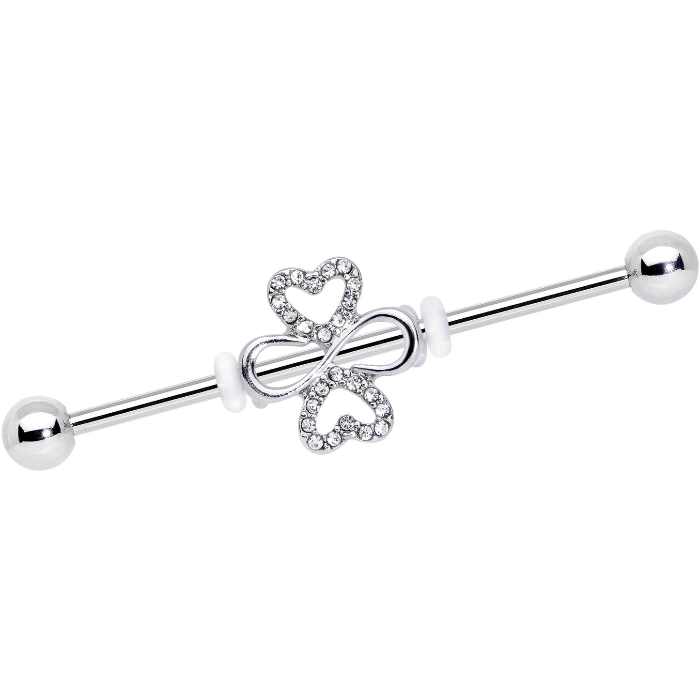 14G Clear Gem Heart Shamrock St Patricks Industrial Barbell 38mm