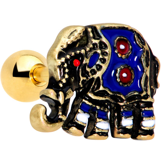 16G 1/4 Gold Tone Rococo Elephant Cartilage Tragus Earring