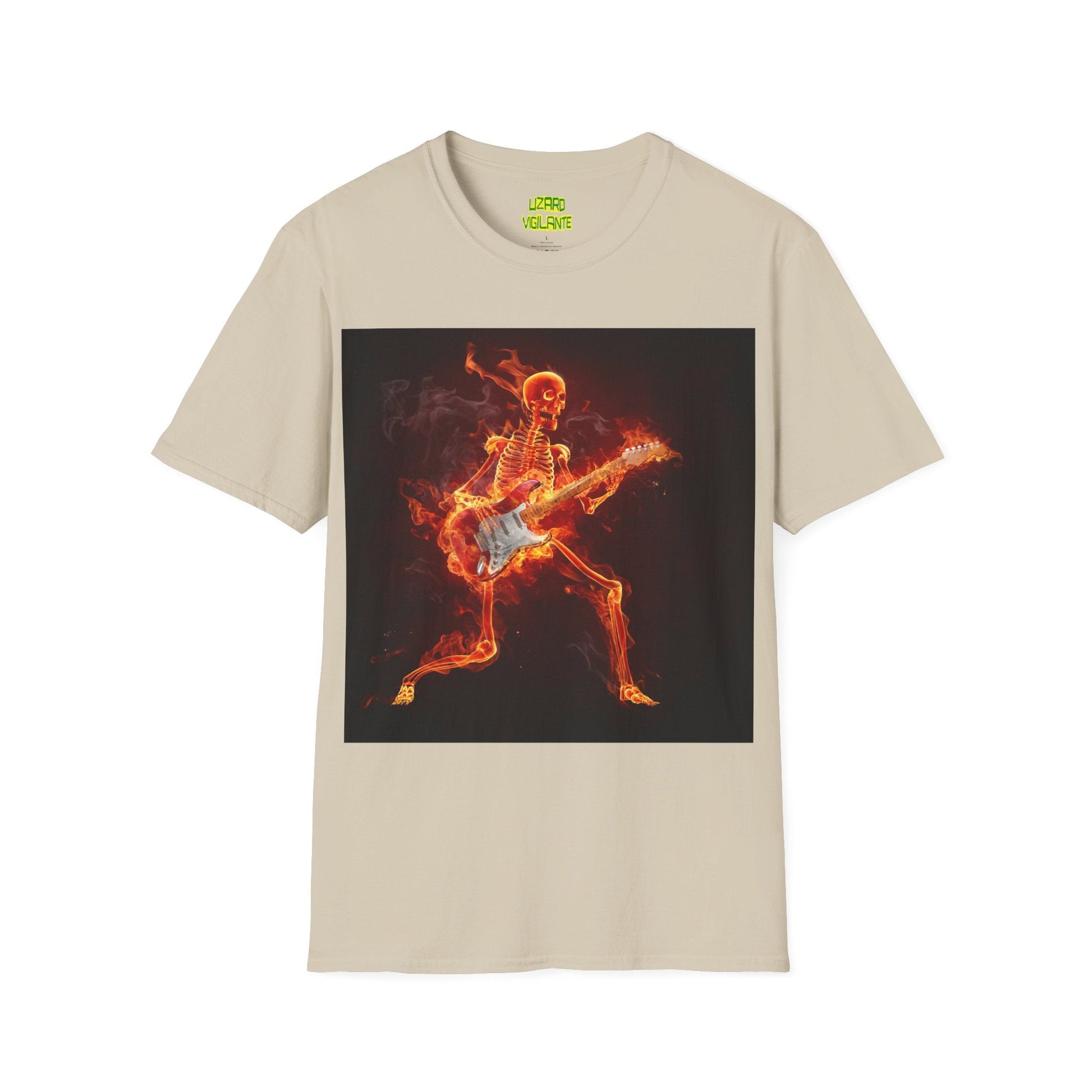 Fiery Guitarist Unisex Softstyle T-Shirt - Lizard Vigilante