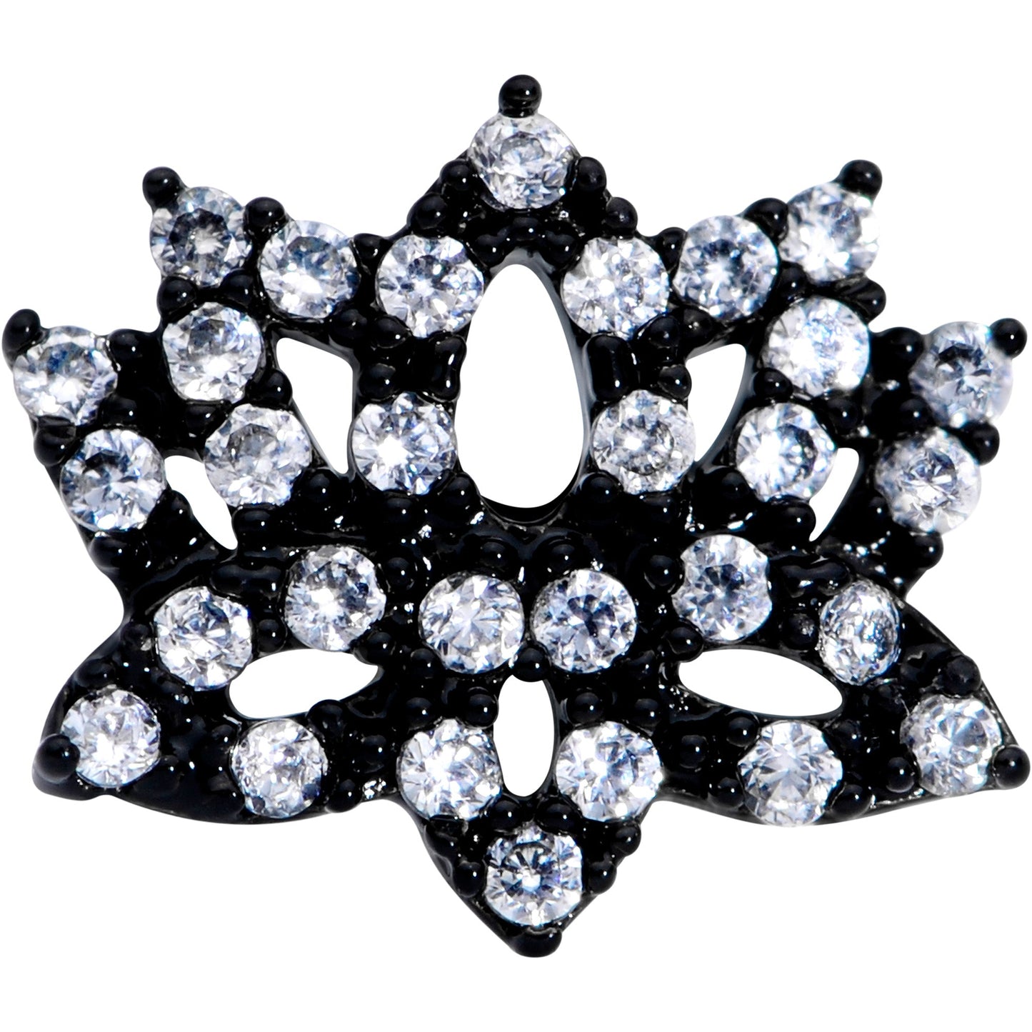 16G 1/4 Clear CZ Gem Black Lotus Flower Cartilage Tragus