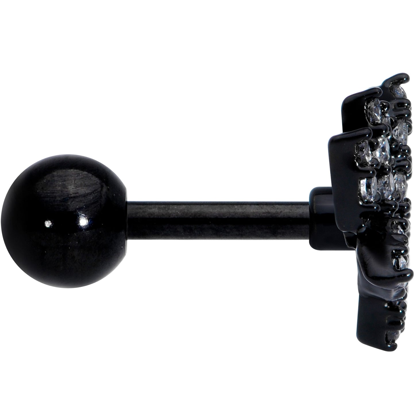 16G 1/4 Clear CZ Gem Black Lotus Flower Cartilage Tragus