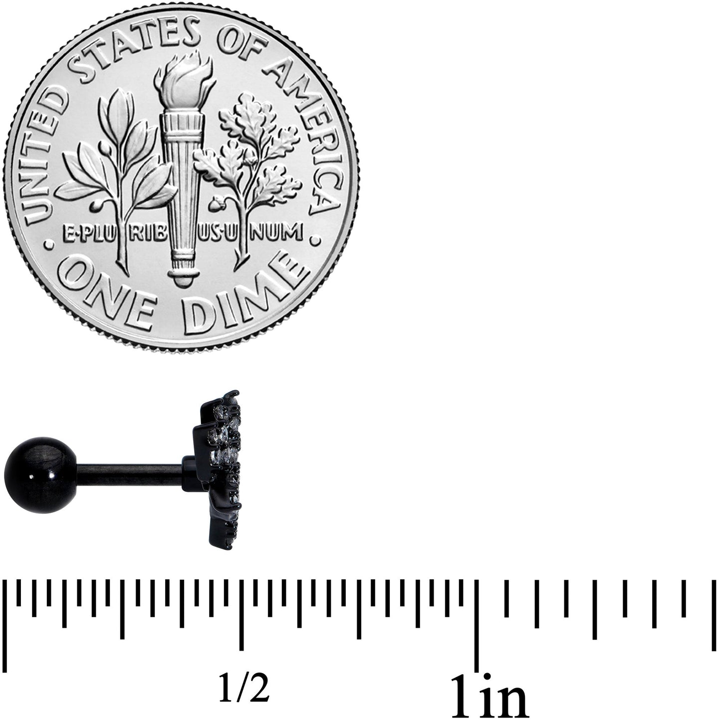 16G 1/4 Clear CZ Gem Black Lotus Flower Cartilage Tragus