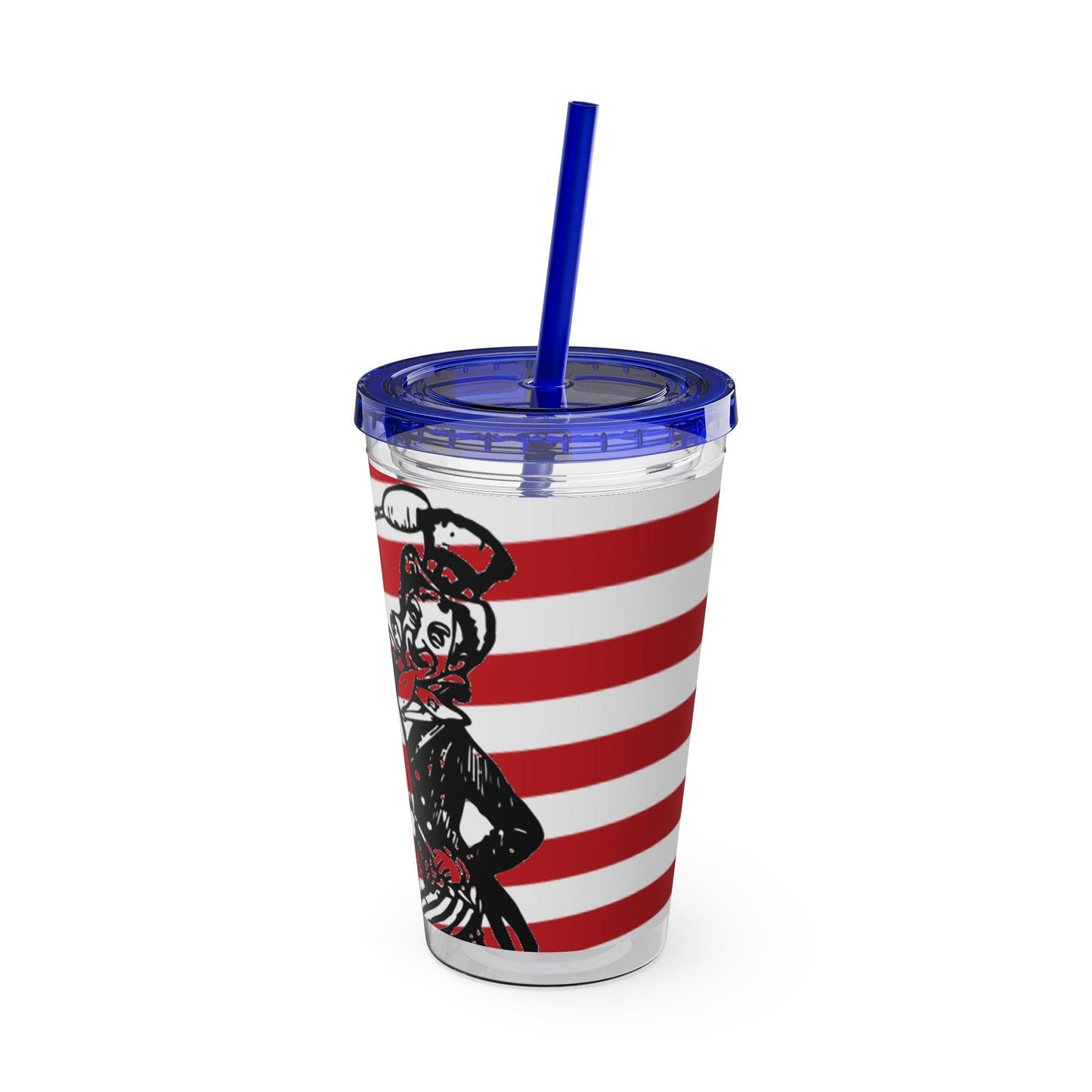 Uncle Sam Drums Before an American Flag Sunsplash Tumbler with Straw, 16oz - Lizard Vigilante