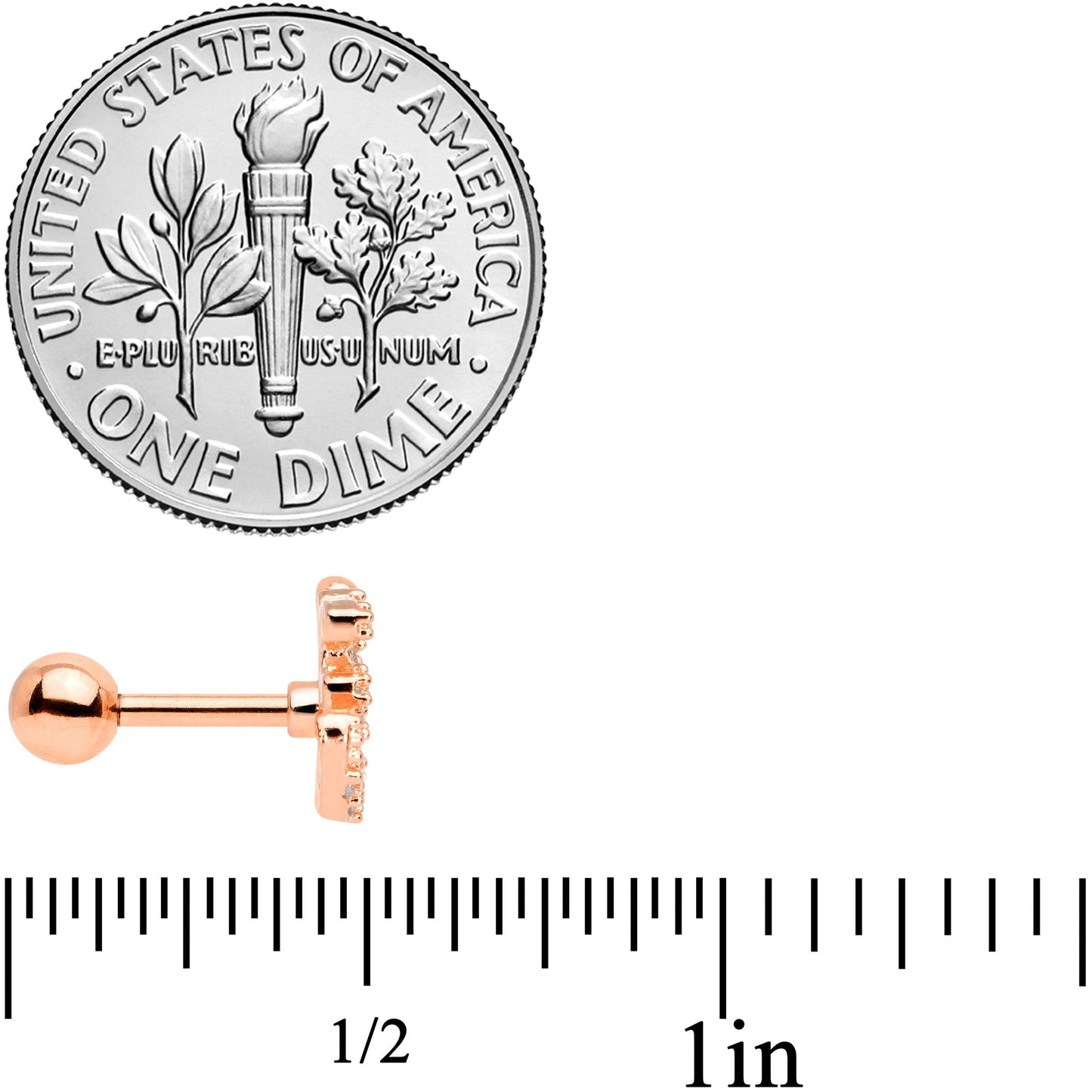 16G 1/4 Clear CZ Gem Rose Gold Tone Amazing Om Cartilage Tragus