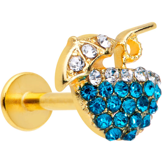16G 5/16 Aqua Gem Gold Tone Tropical Drink Labret Monroe Tragus
