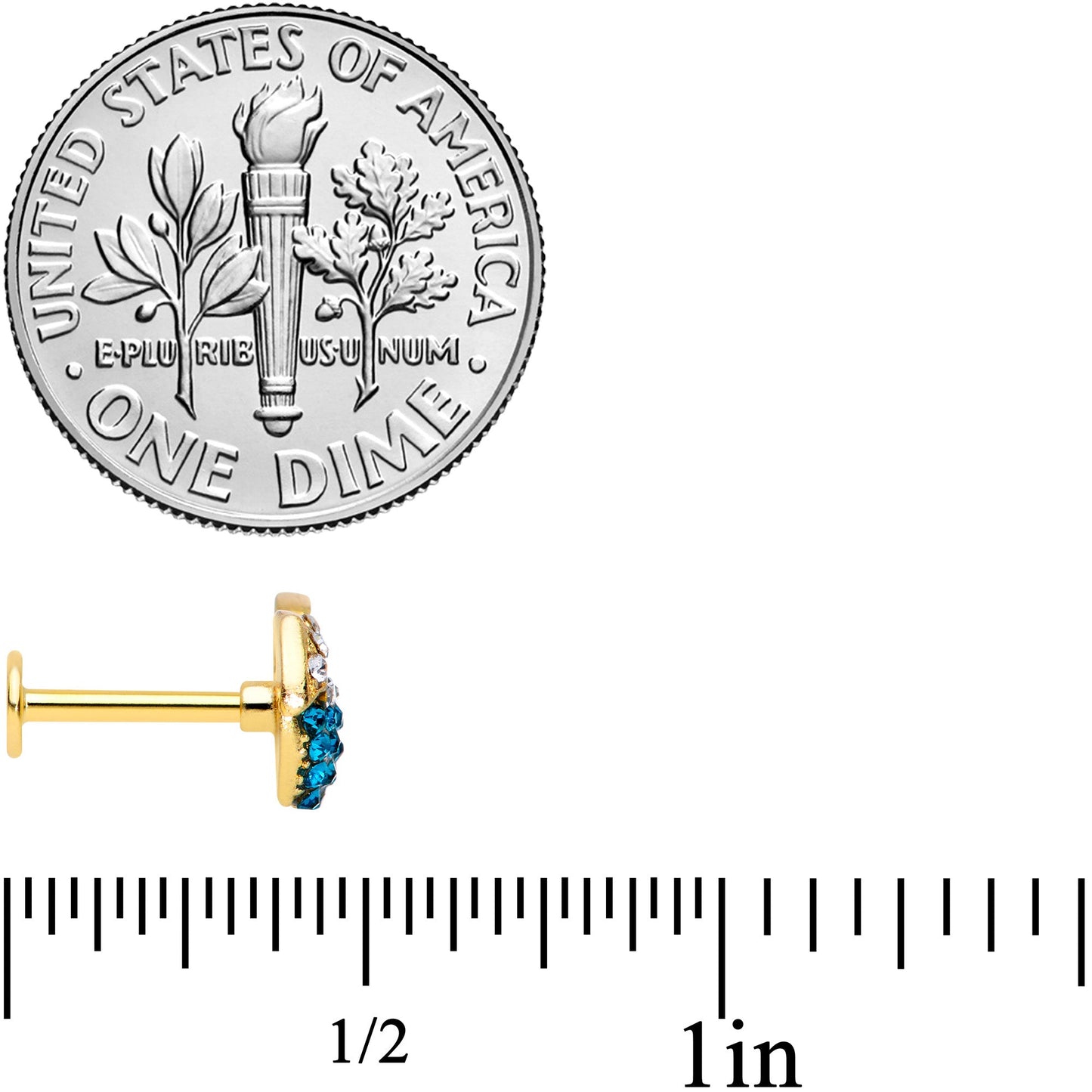 16G 5/16 Aqua Gem Gold Tone Tropical Drink Labret Monroe Tragus