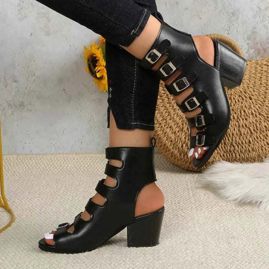 Buckle Heel Block : Heels Sandals
