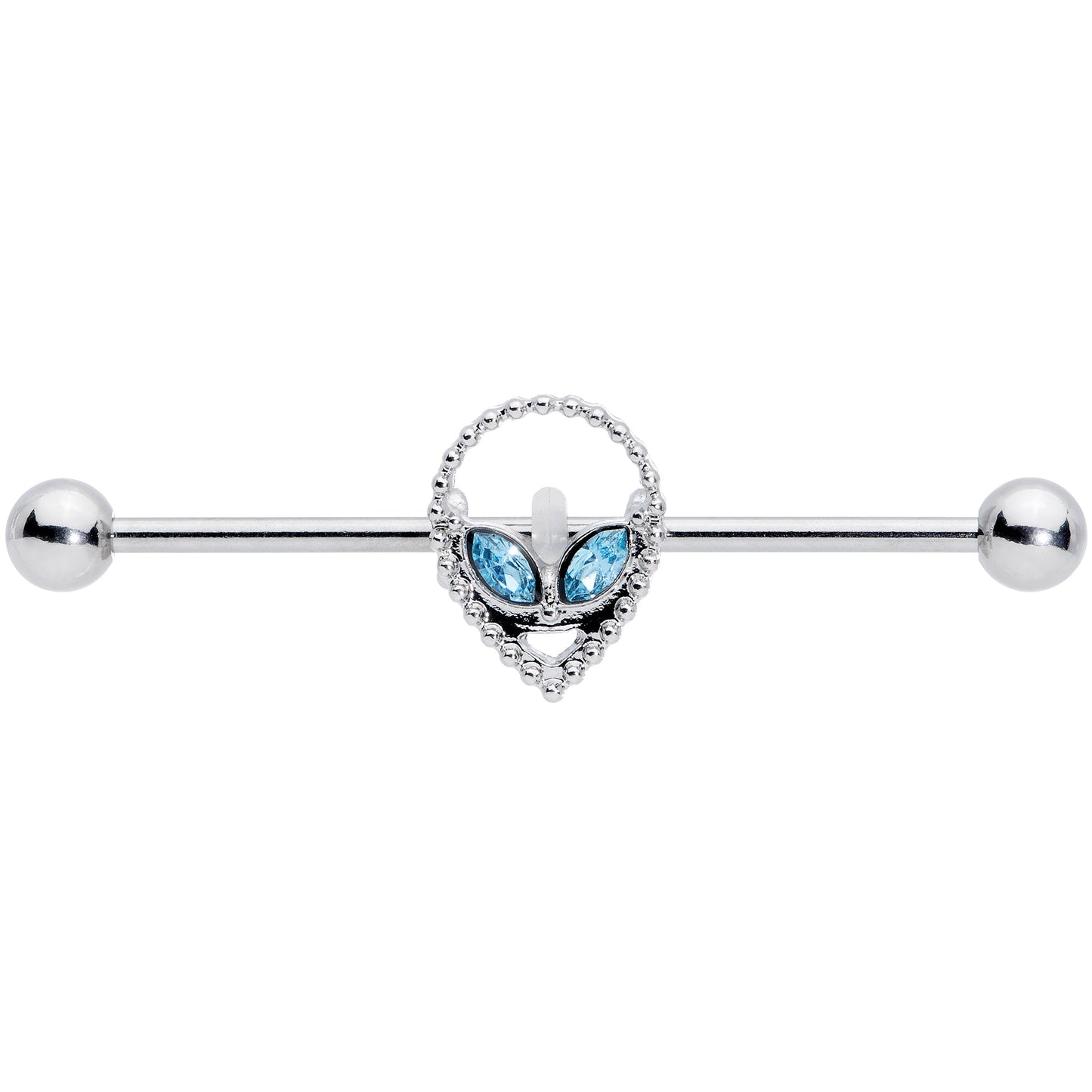 14G Aqua Gem Hollow Alien Industrial Barbell 38mm