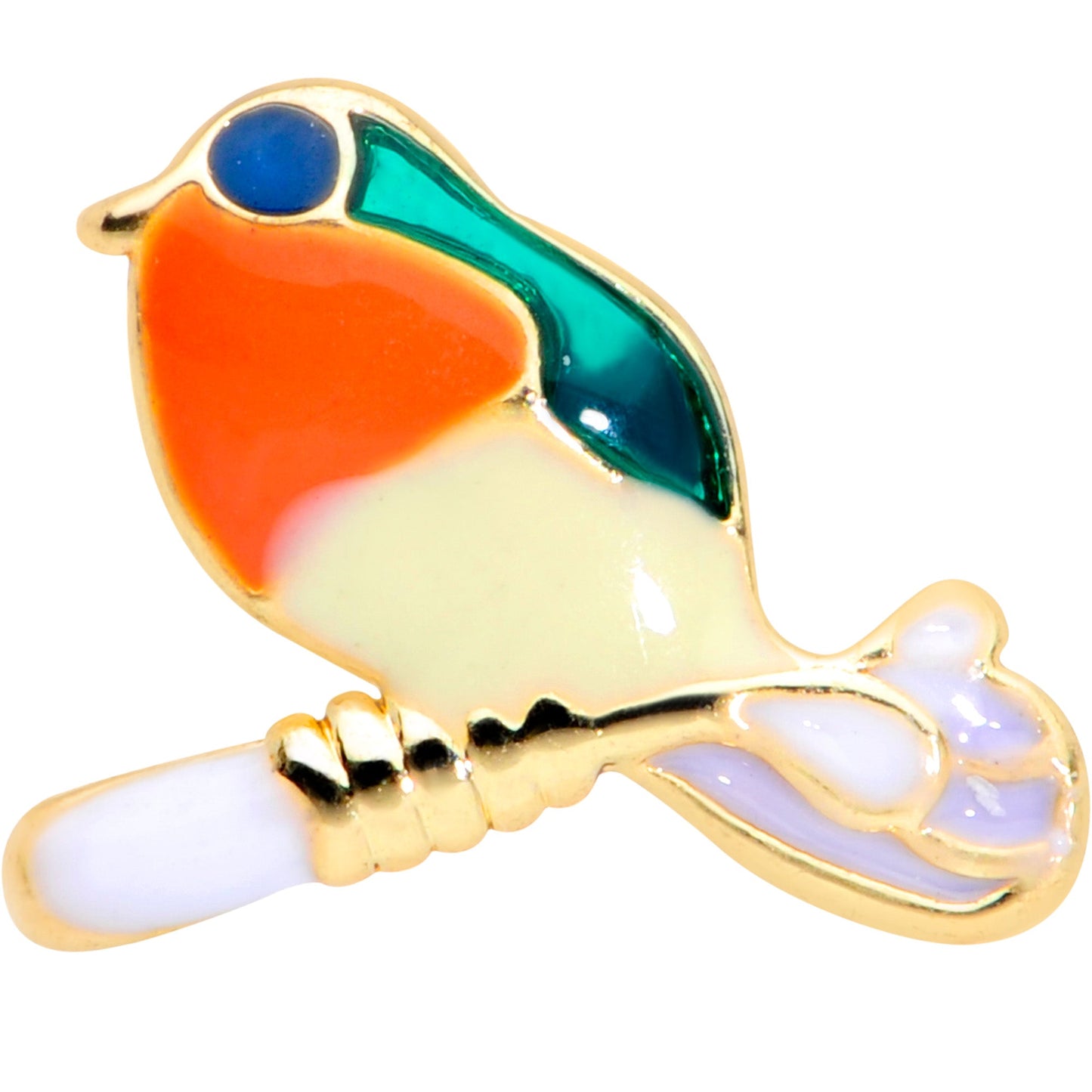 16G 1/4 Green Gem Gold Tone Perched Bird Cartilage Tragus