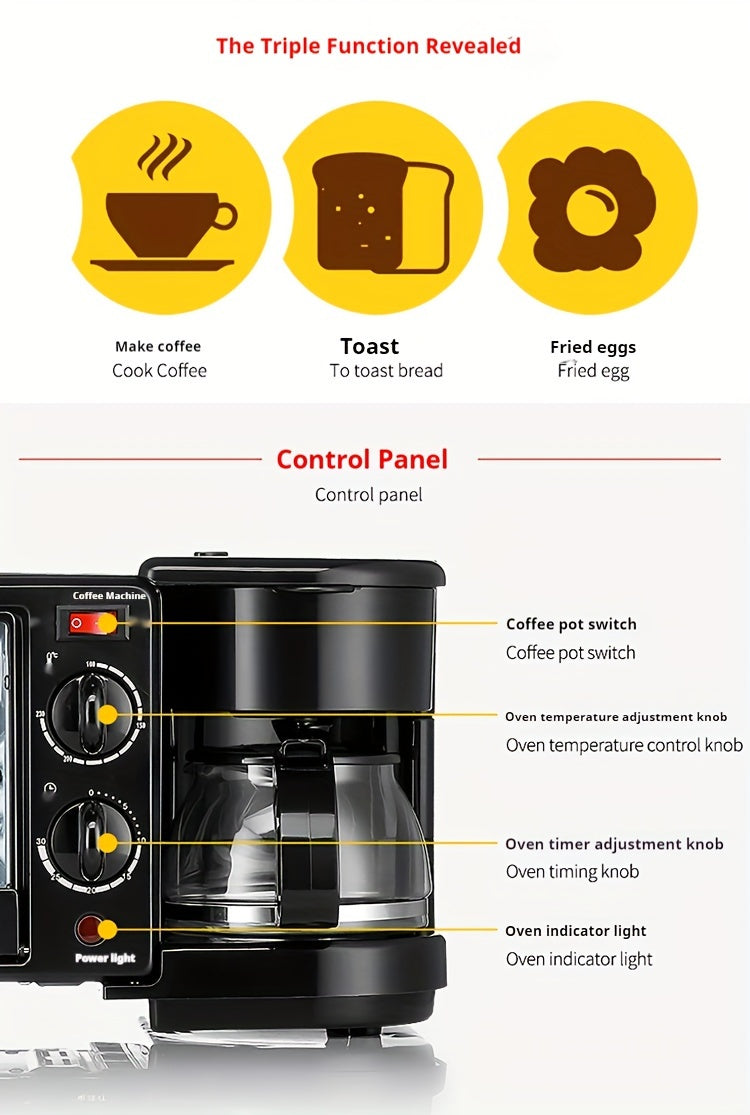 Nostalgia 3-in-1 Breakfast Station - Includes Coffee Maker, Non-Stick Griddle, And 4-Slice Toaster Oven - Versatile Breakfast Maker With Timer - Premium  from Lizard Vigilante - Just $109.99! Shop now at Lizard Vigilante