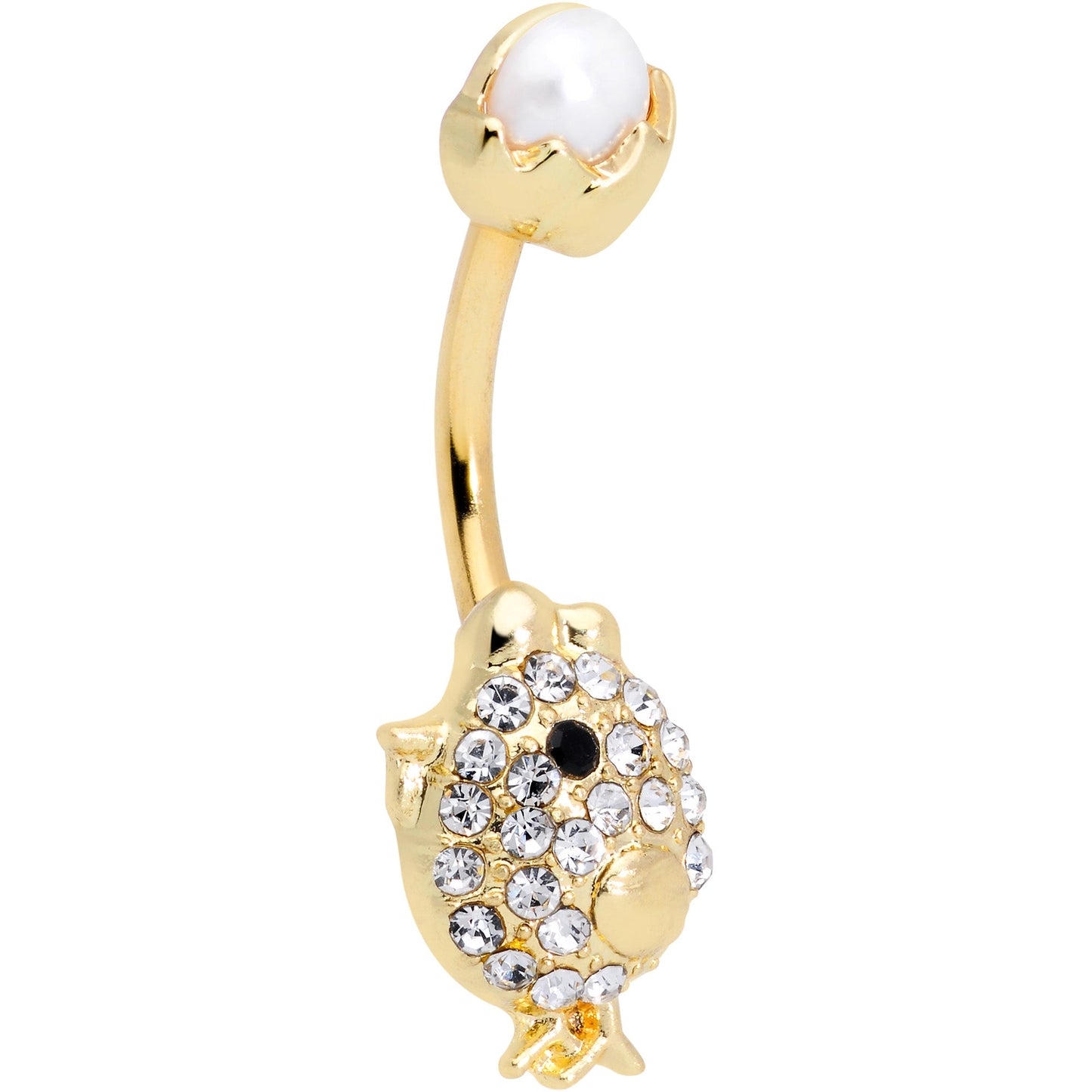 Clear Gem Gold Tone Egg Chick Belly Ring