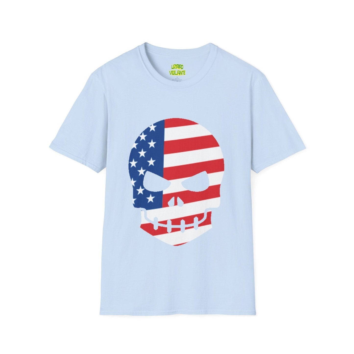 American Flag Skull Graphic Unisex Softstyle USA T-Shirt - Lizard Vigilante