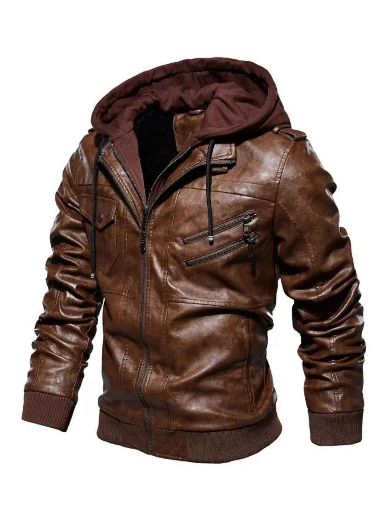 Men's Full Size Zip Up Drawstring Hooded Jacket Plus Size