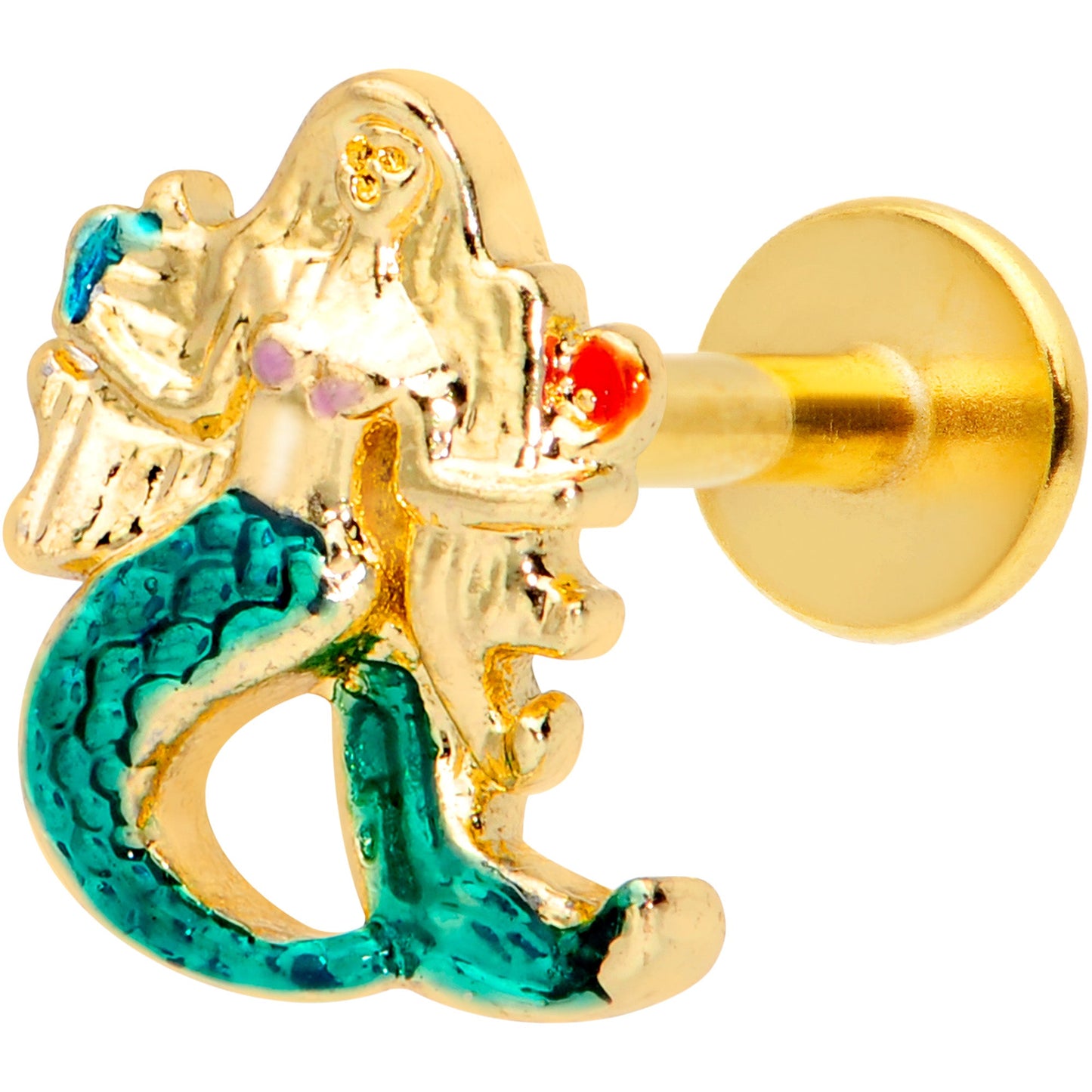 16G 5/16 Gold Tone Green Mermaid Labret Monroe Tragus