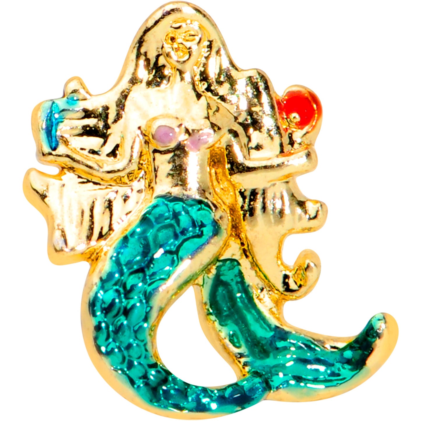 16G 5/16 Gold Tone Green Mermaid Labret Monroe Tragus