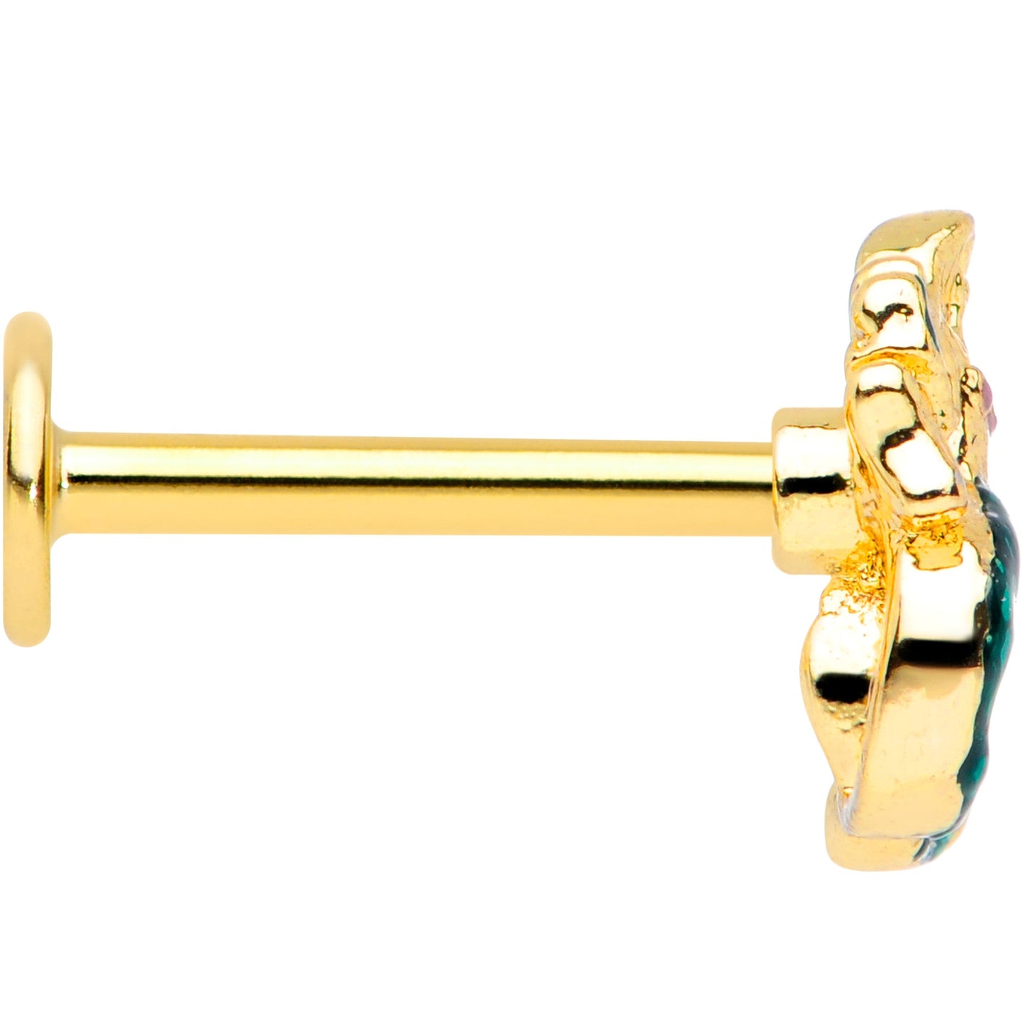 16G 5/16 Gold Tone Green Mermaid Labret Monroe Tragus