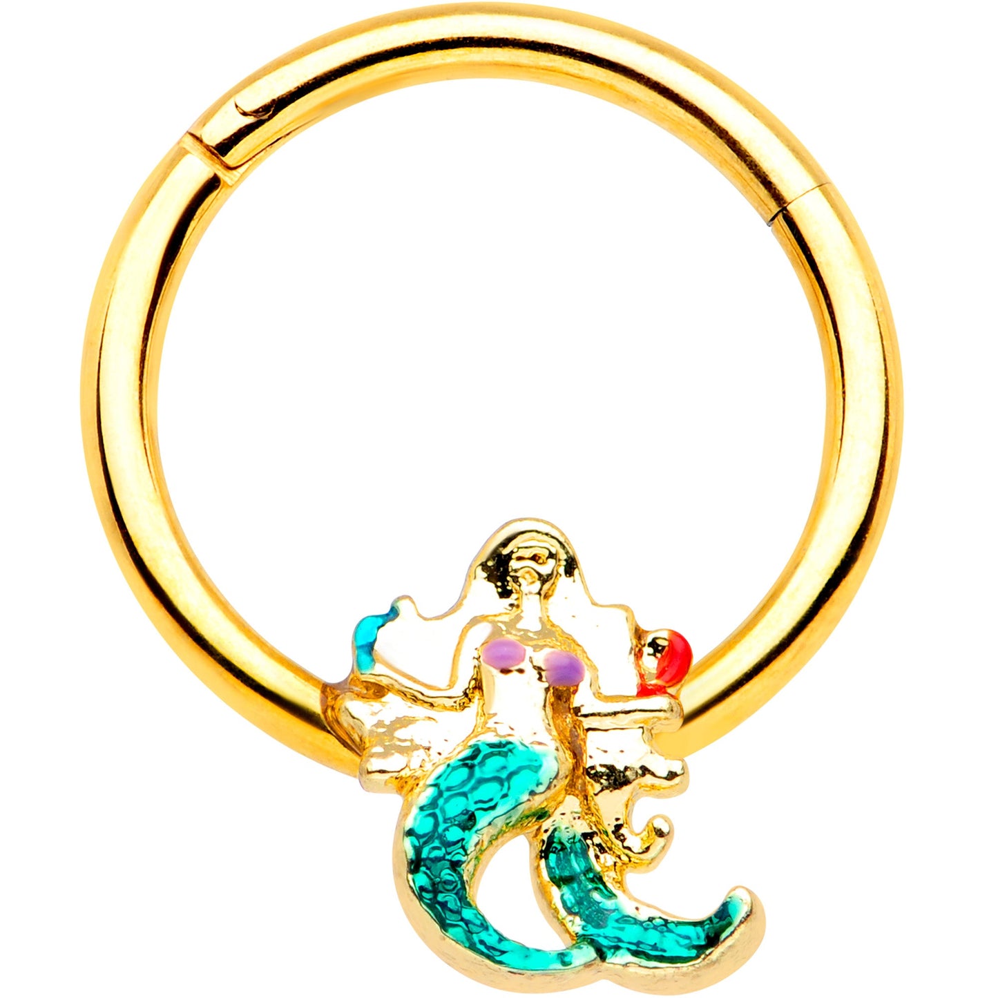 16G 3/8 Gold Tone Green Mermaid Septum Ring