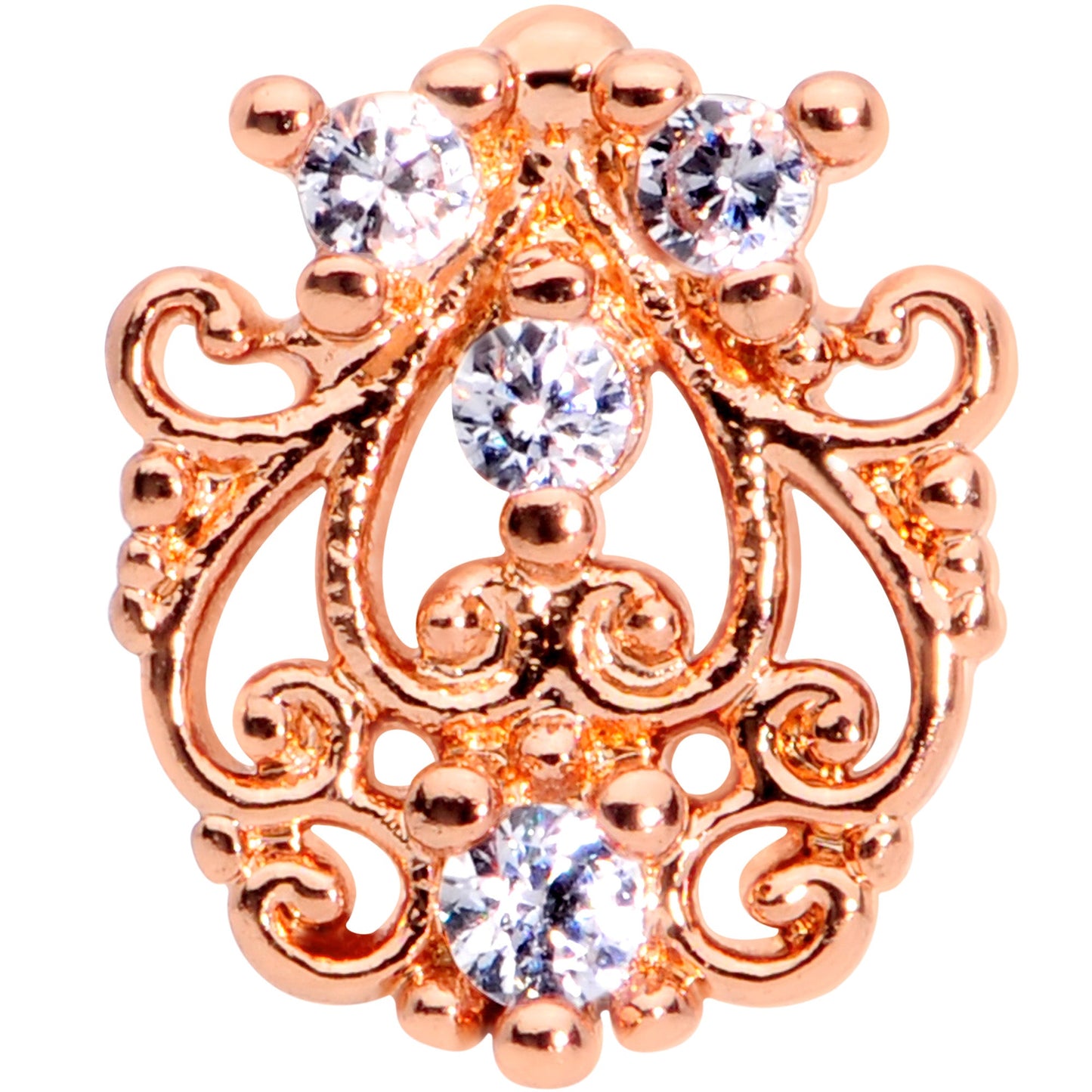 16G 5/16 Clear CZ Gem Rose Gold Tone Elegant Labret Monroe Tragus