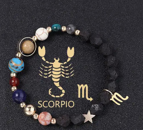 Natural Volcanic Rock Twelve Constellations Bracelets Fashion European And American Style