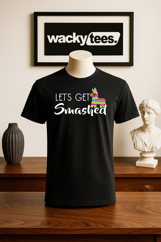 Lets Get Smashed Pinata Party Style Graphic Tee Shirt